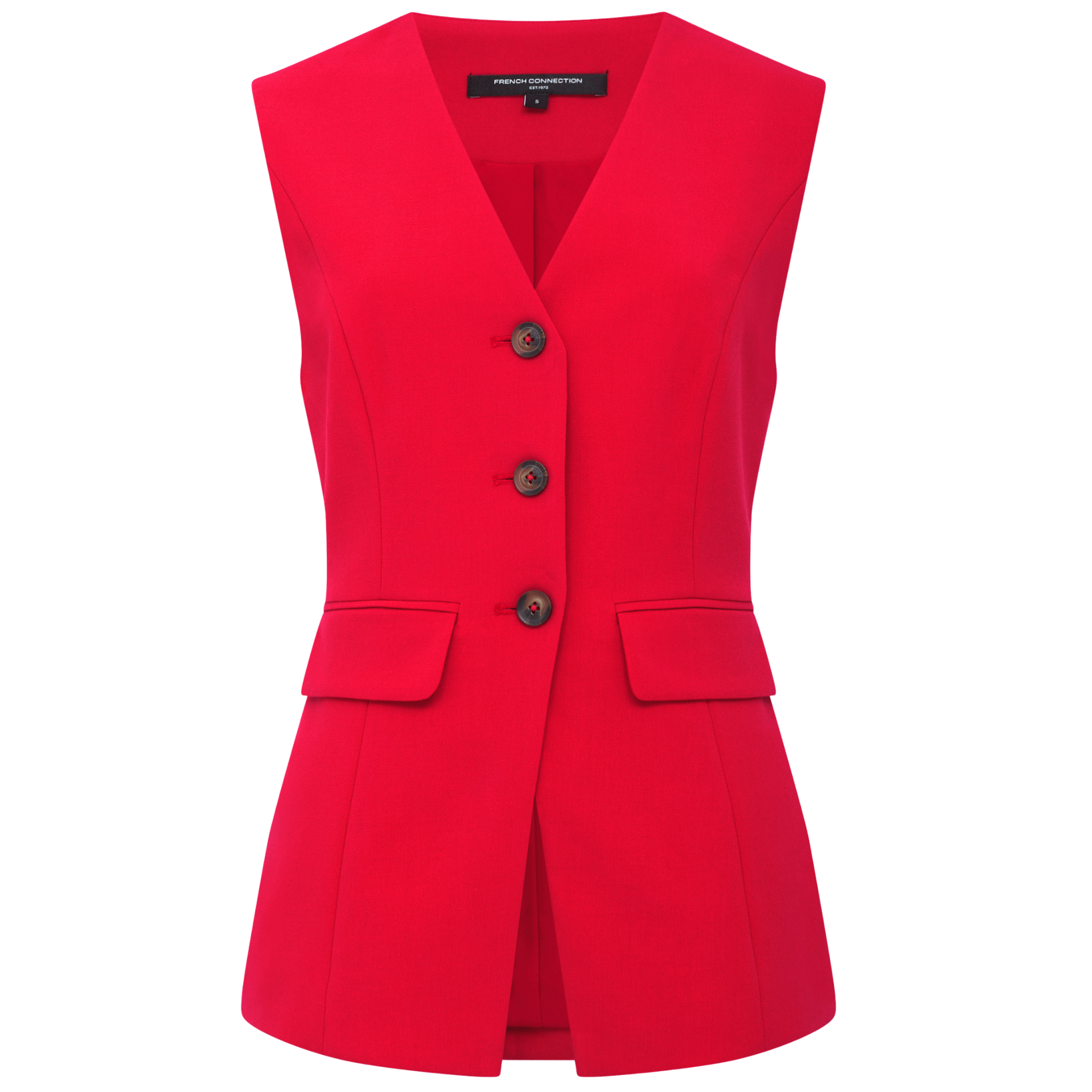 Womens French Connection Watermelon Red Carlie Longline Waistcoat