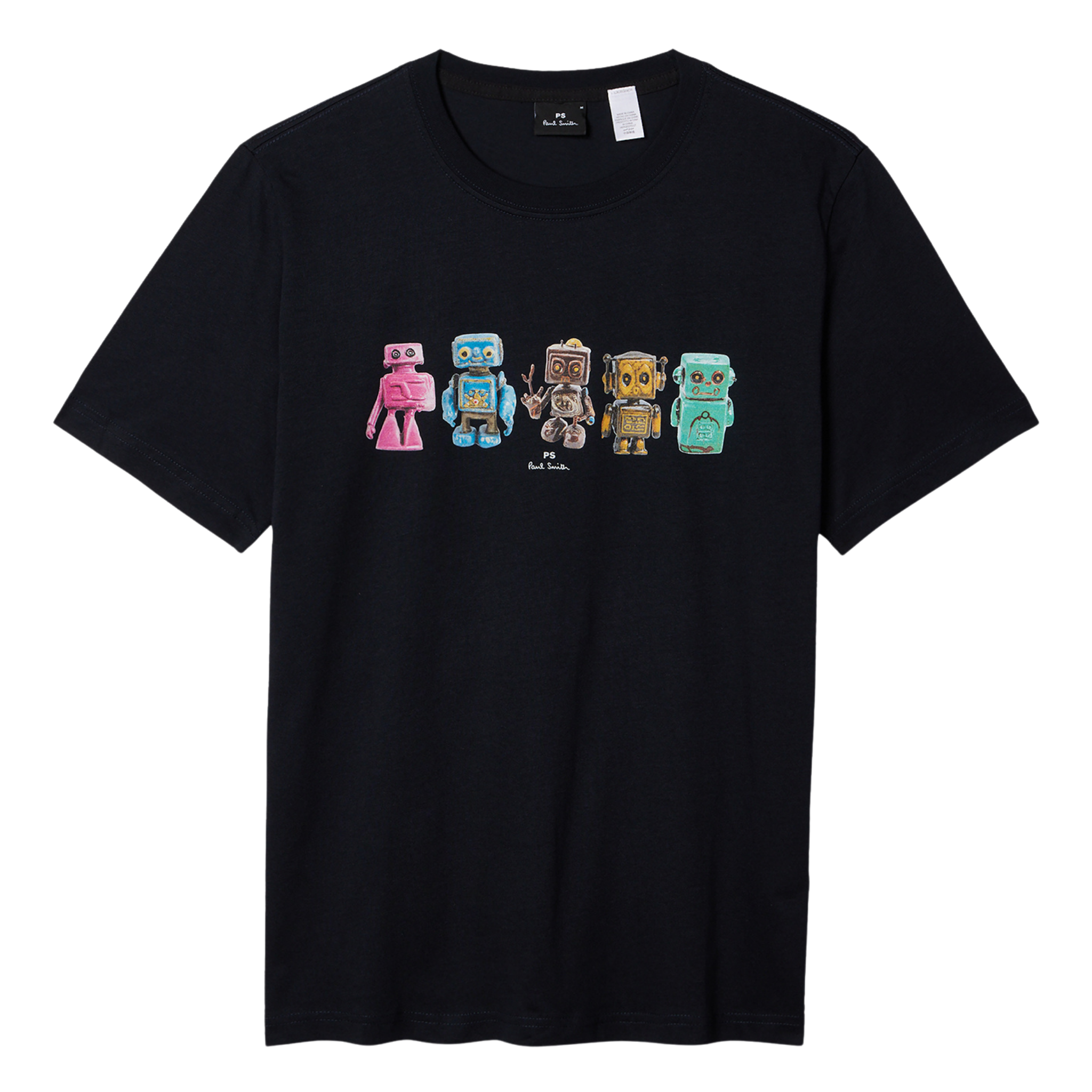 Mens Paul Smith Navy Robots Reg Fit S/s T Shirt