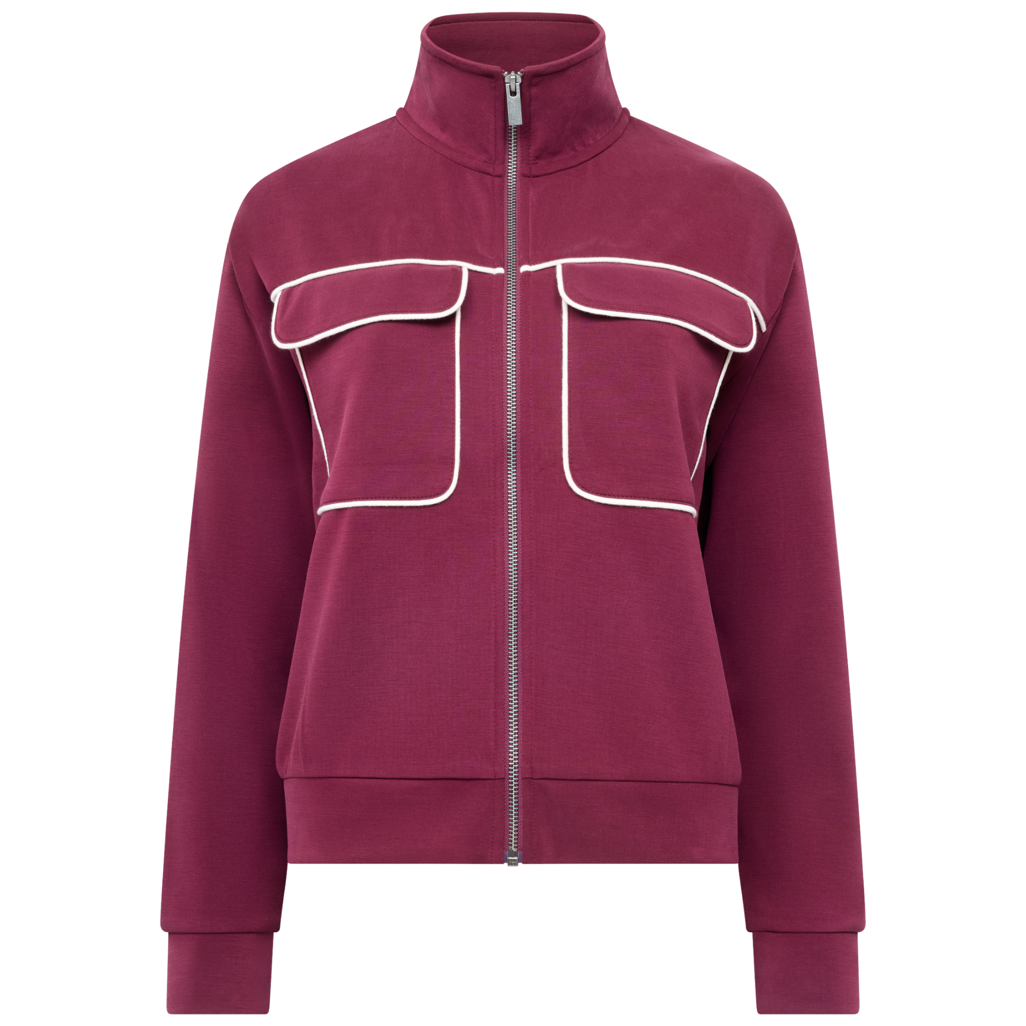 Womens French Connection Berry Red Wren Zip Sweat Jacket