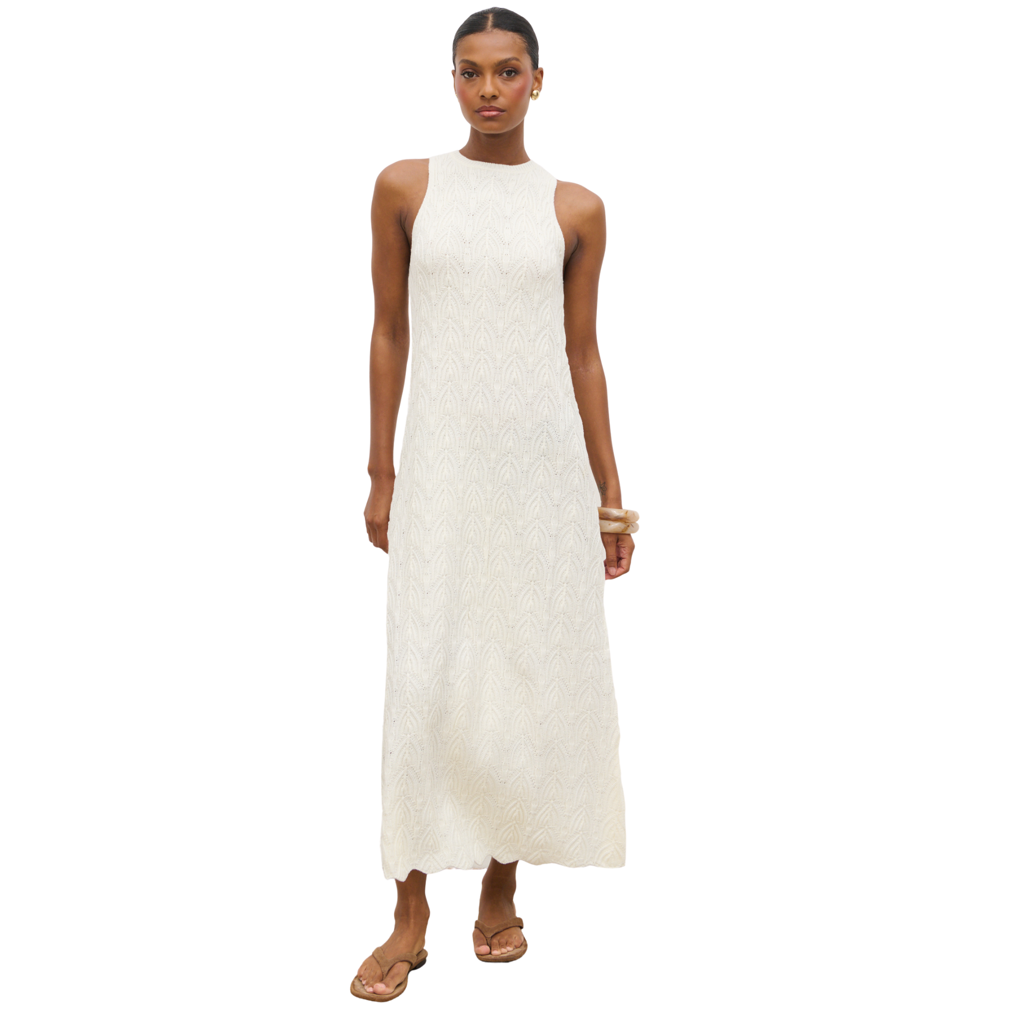 Womens Pretty Lavish Cream Cleo Rustic Knit Midaxi Dress