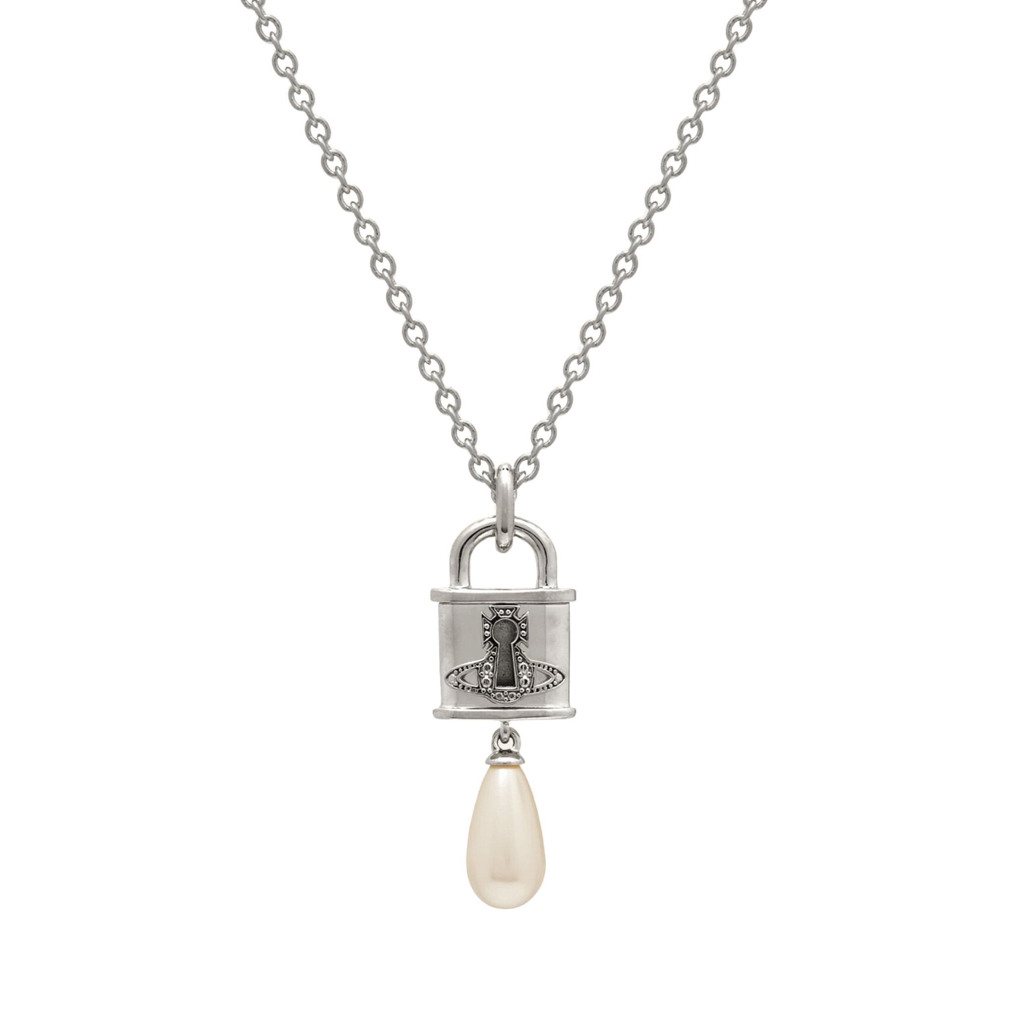 Vivienne Westwood Platinum/Creamrose Pearl Celestia Small Pendant Necklace