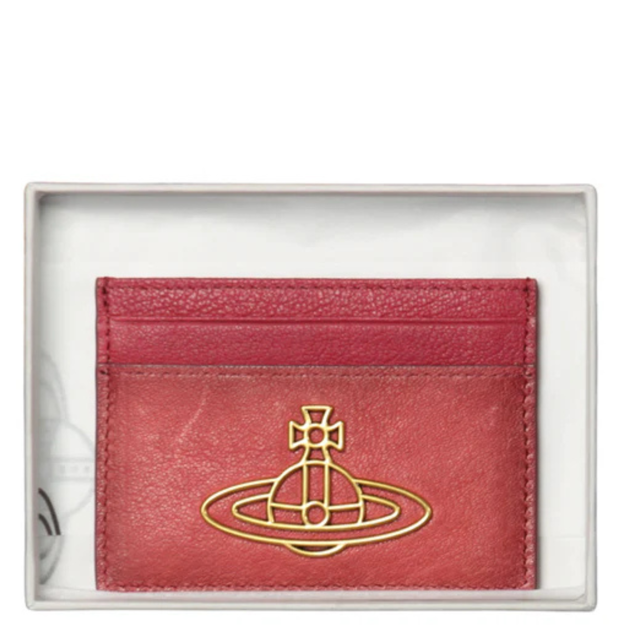 Womens Vivienne Westwood Wine Oiled Leather Flat Card Holder