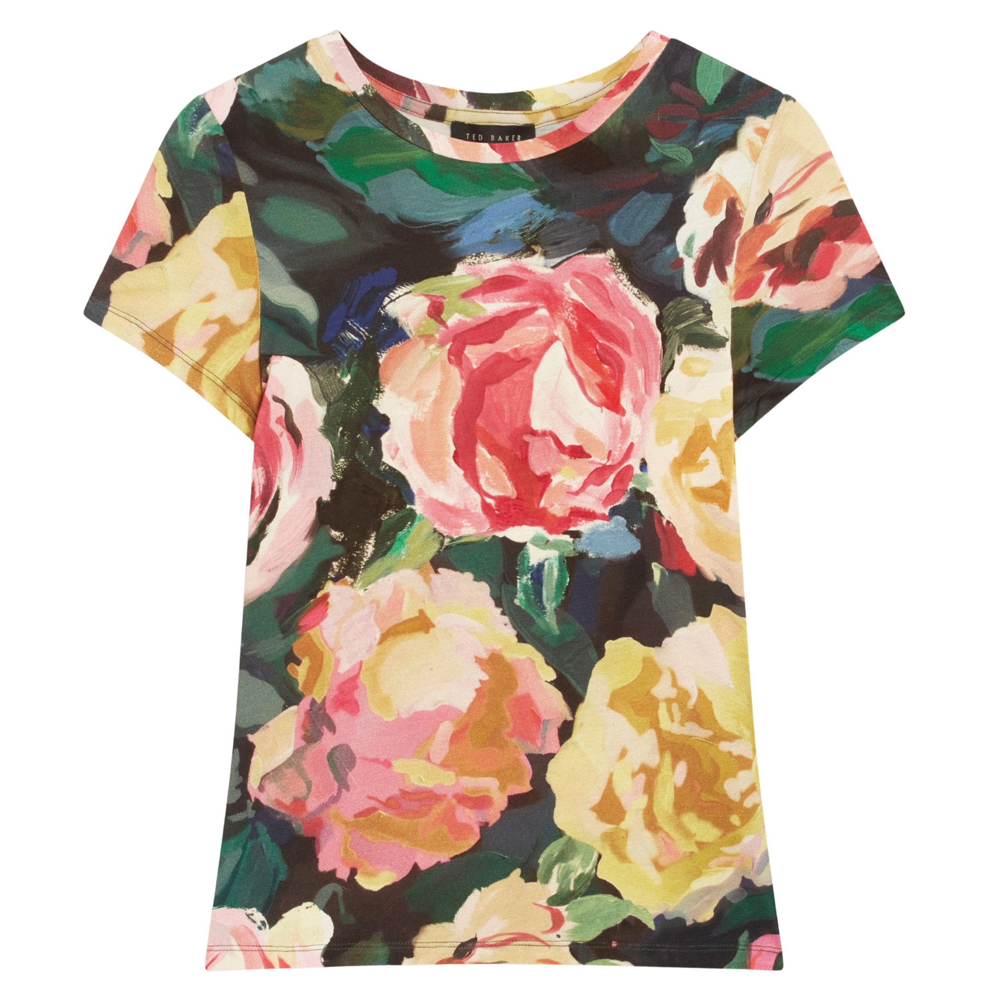 Womens Ted Baker Navy Mayfla Floral Printed Fitted S/s T Shirt