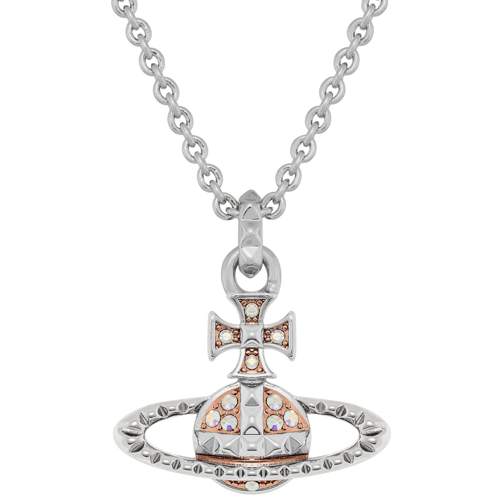 Vivienne Westwood Rhodium/Pink Gold/Crystal Mayfair Bas Relief Necklace