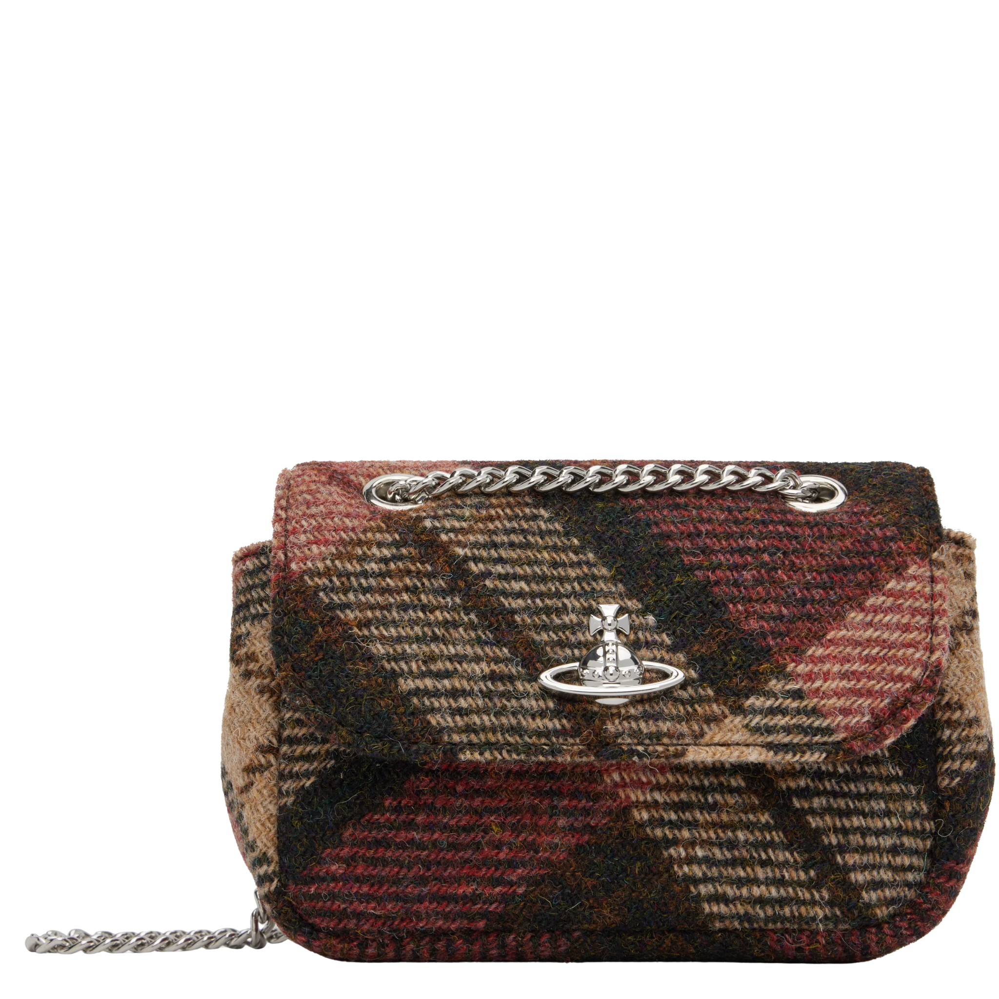 Womens Vivienne Westwood Harris Tweed Check Small Purse with Chain Crossbody