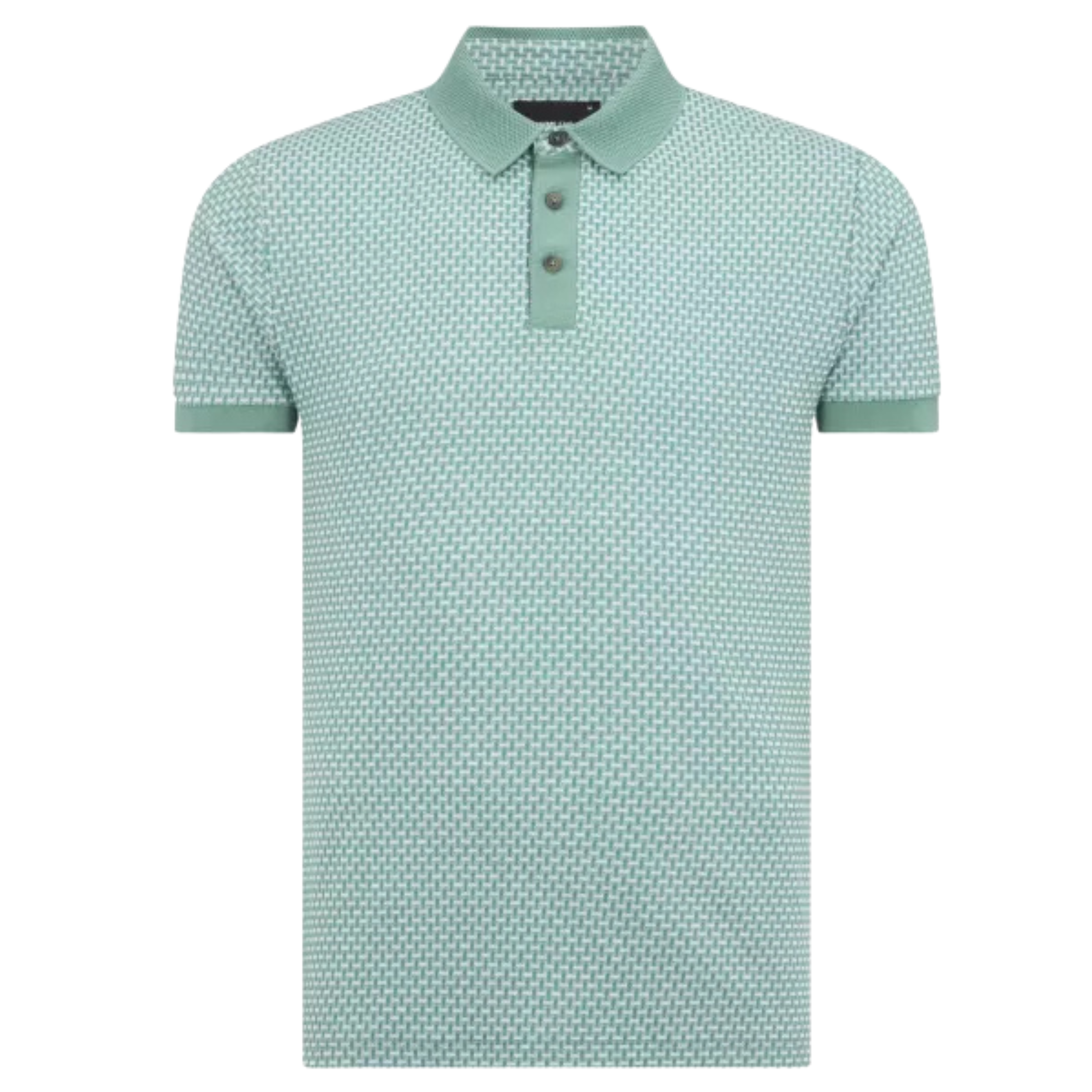 Mens Remus Uomo Green Basket Weave S/s Polo Shirt