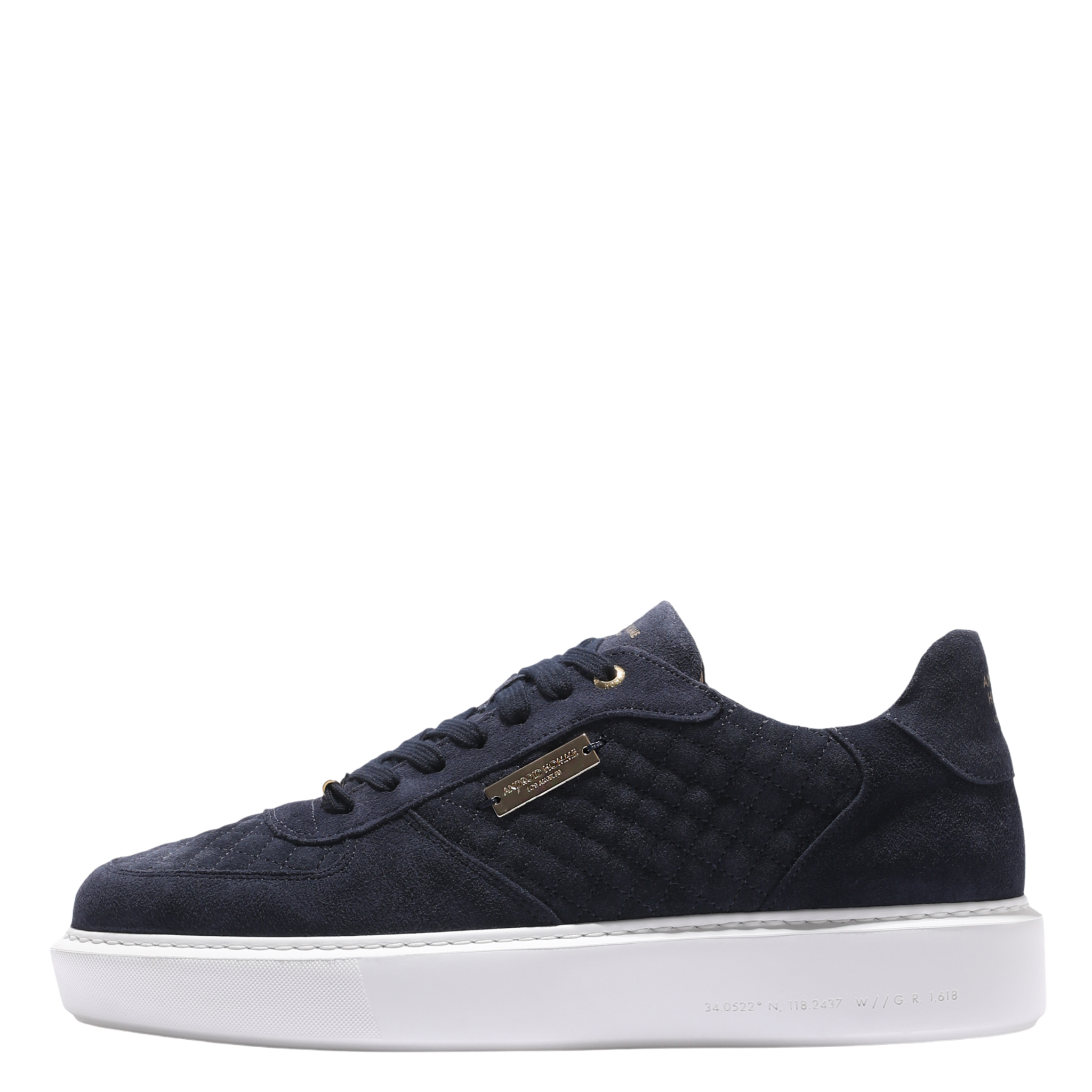 Mens Android Homme Navy Manhattan Quilted Suede Trainers