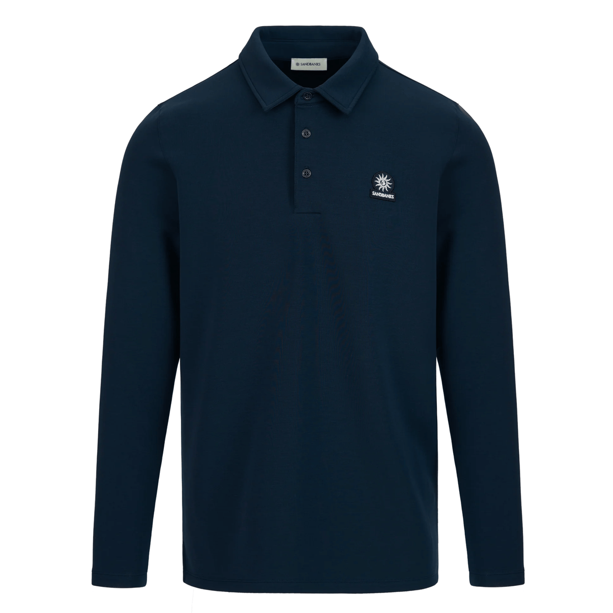 Mens Sandbanks Navy Tonal Soft Touch L/s Polo Shirt