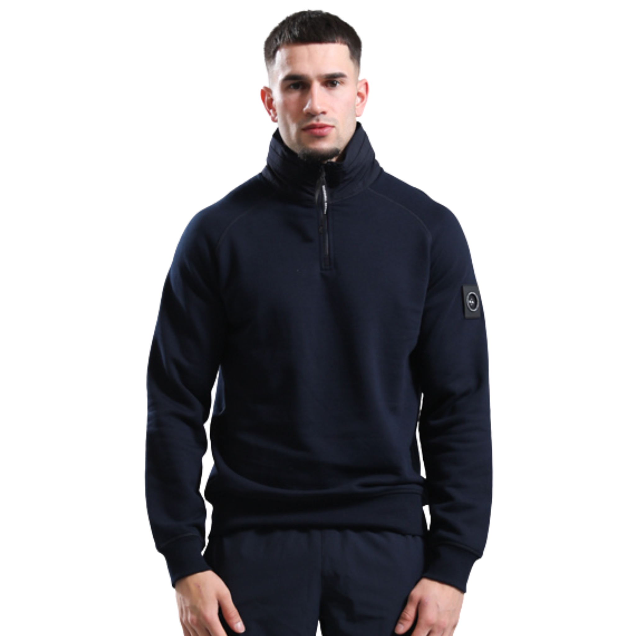 Mens Marshall Artist Navy Stanford 1/4 Zip Hood Sweatshirt