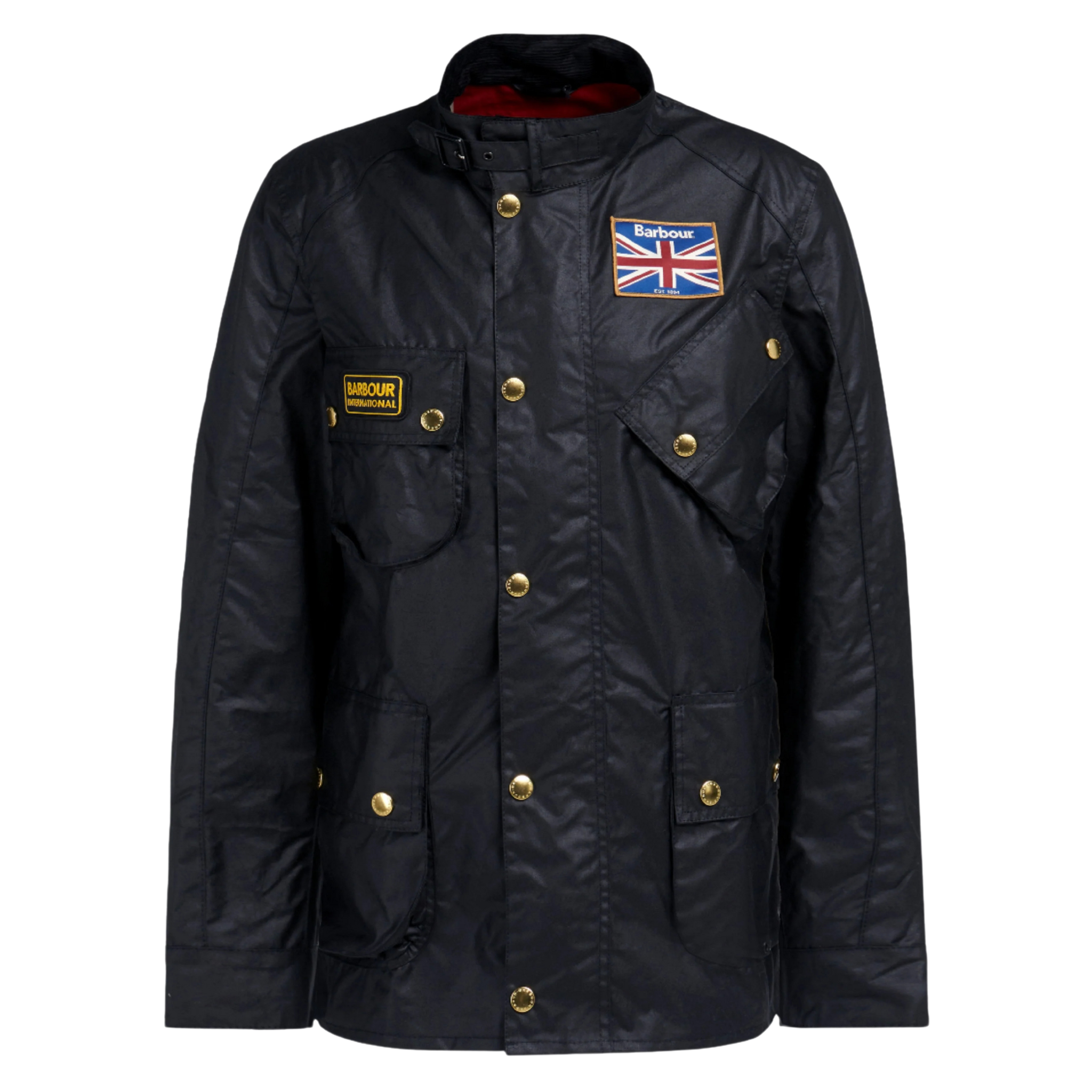 Mens Barbour International Black Union Jack International Wax Jacket