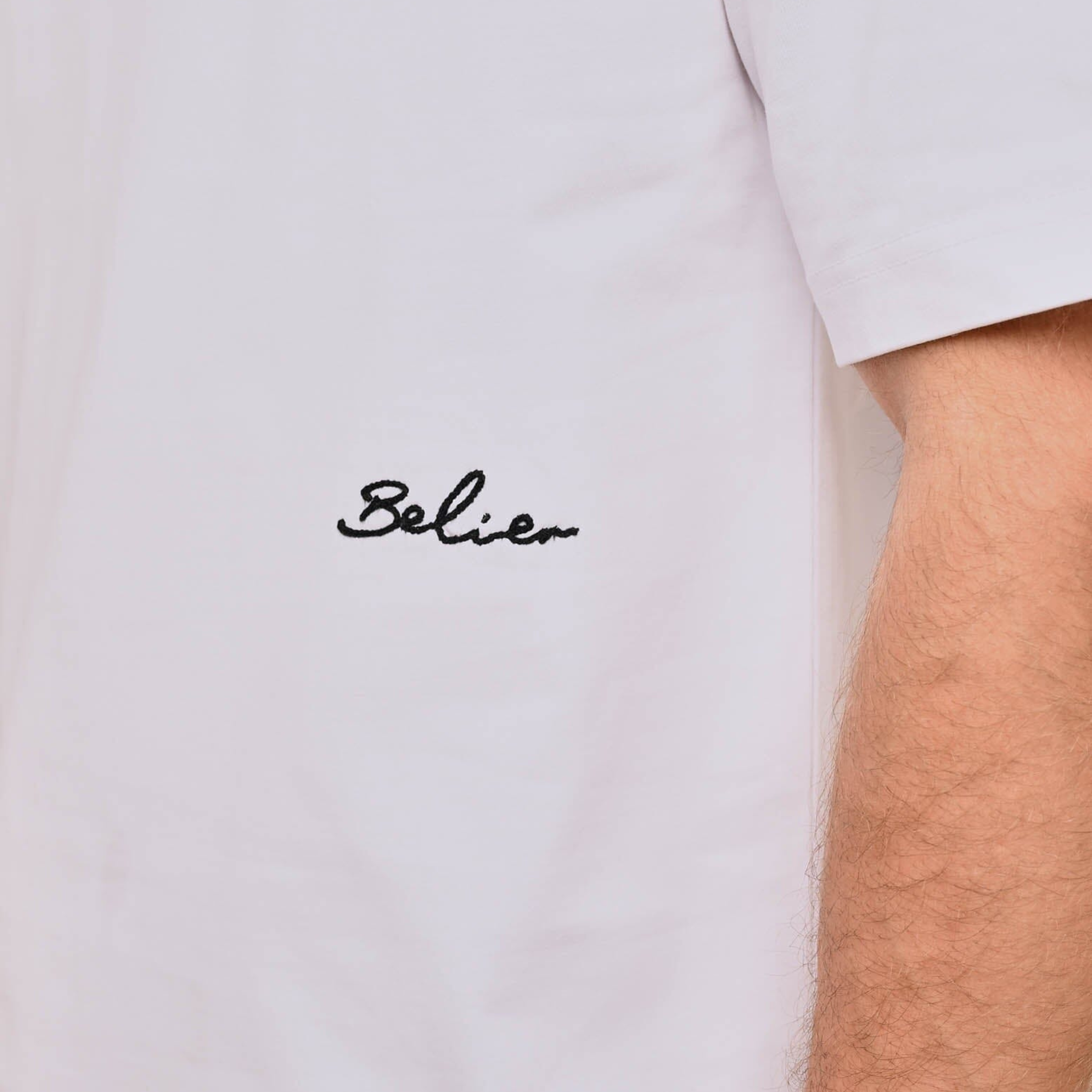 Mens Belier White Embroidered Logo S/s T Shirt