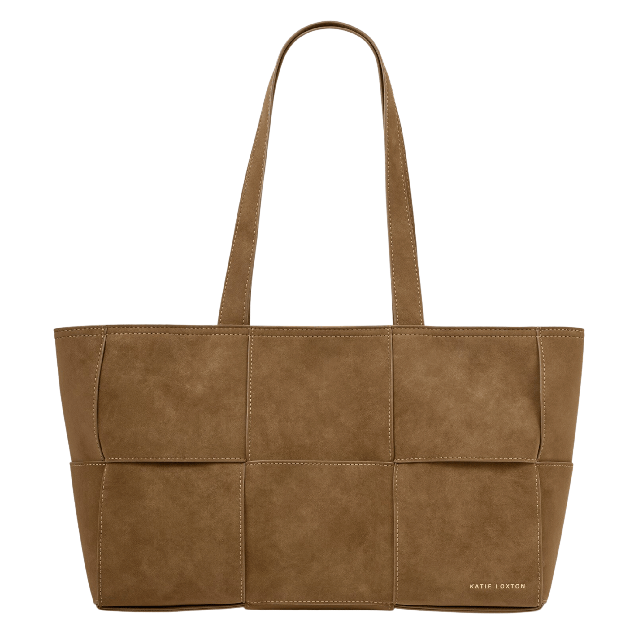Womens Katie Loxton Caramel Taya Hand Woven Suedette Tote Bag