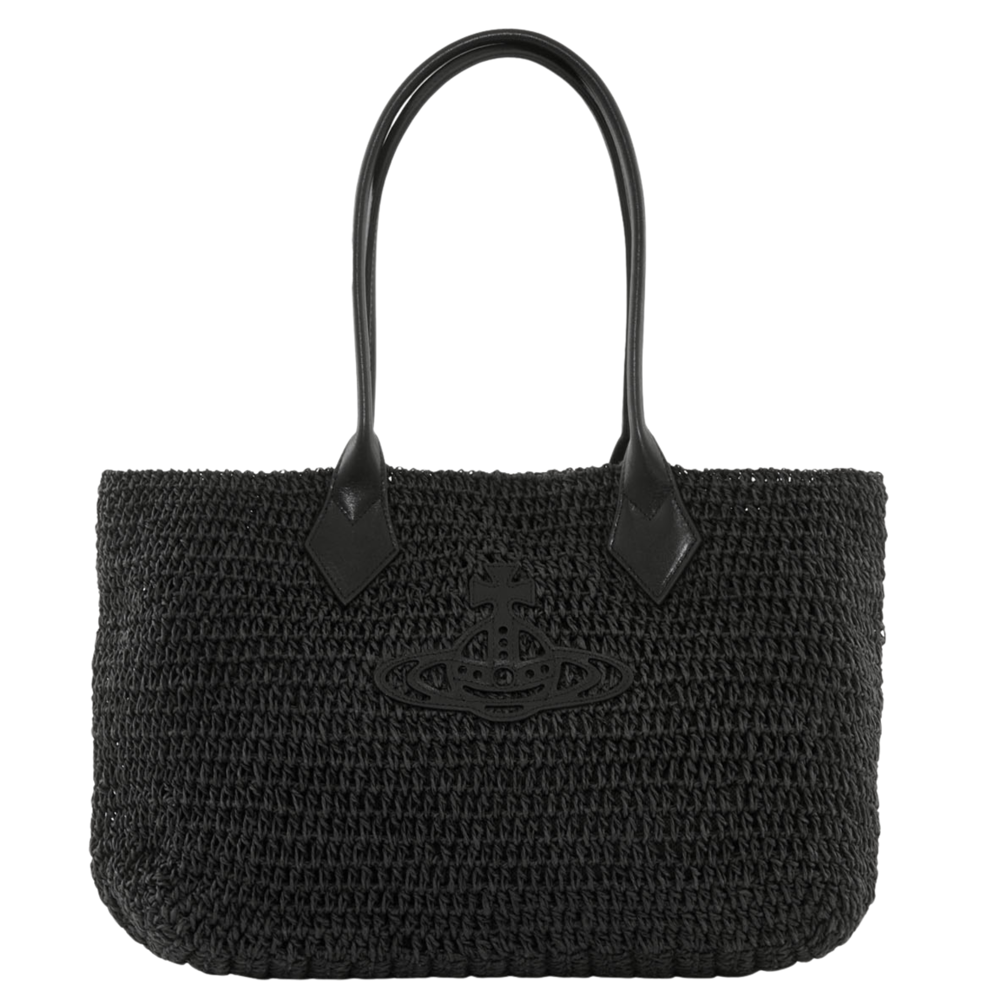 Womens Vivienne Westwood Black Raffia Alana Small Tote Bag
