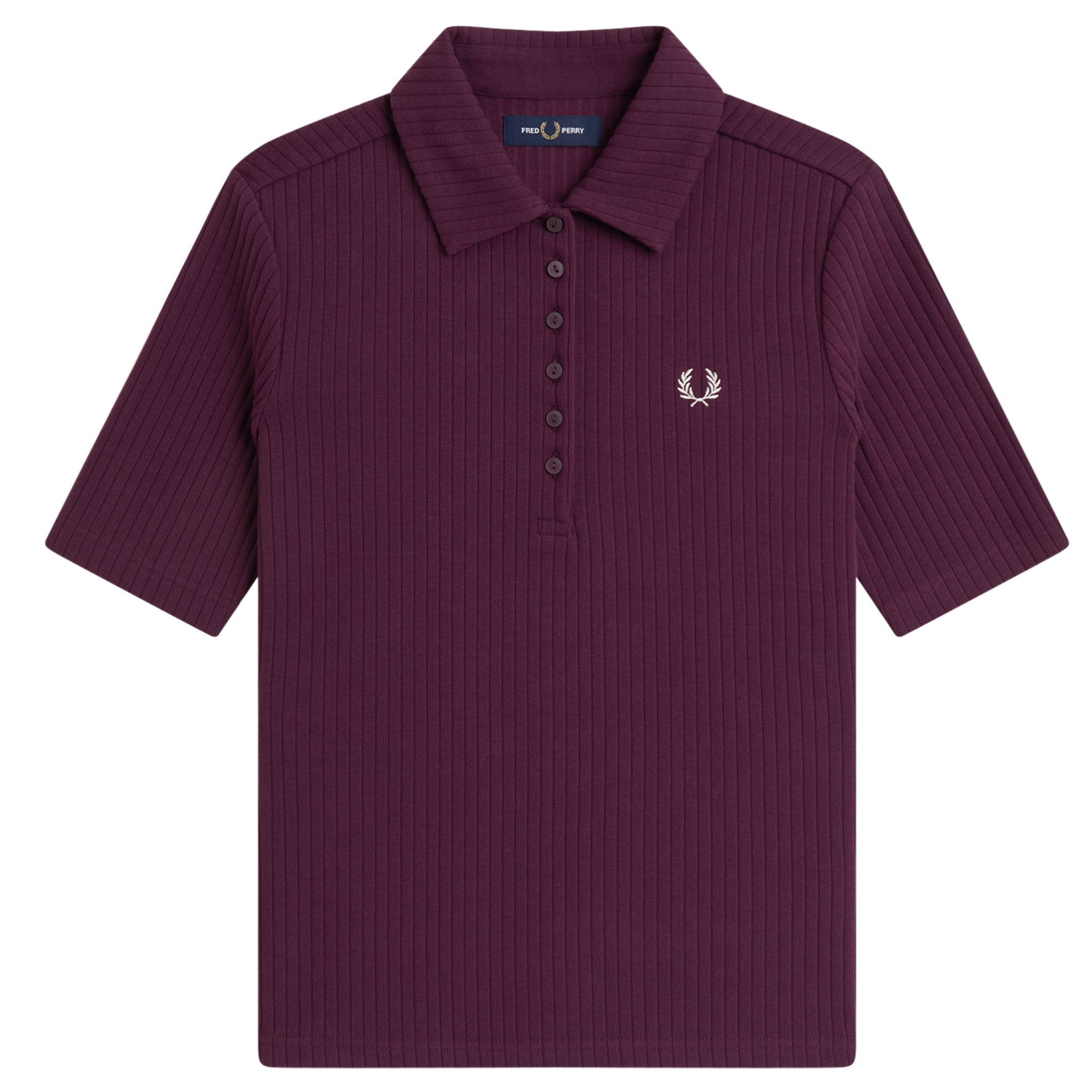 Womens Fred Perry Plum Wide Rib S/s Polo Shirt