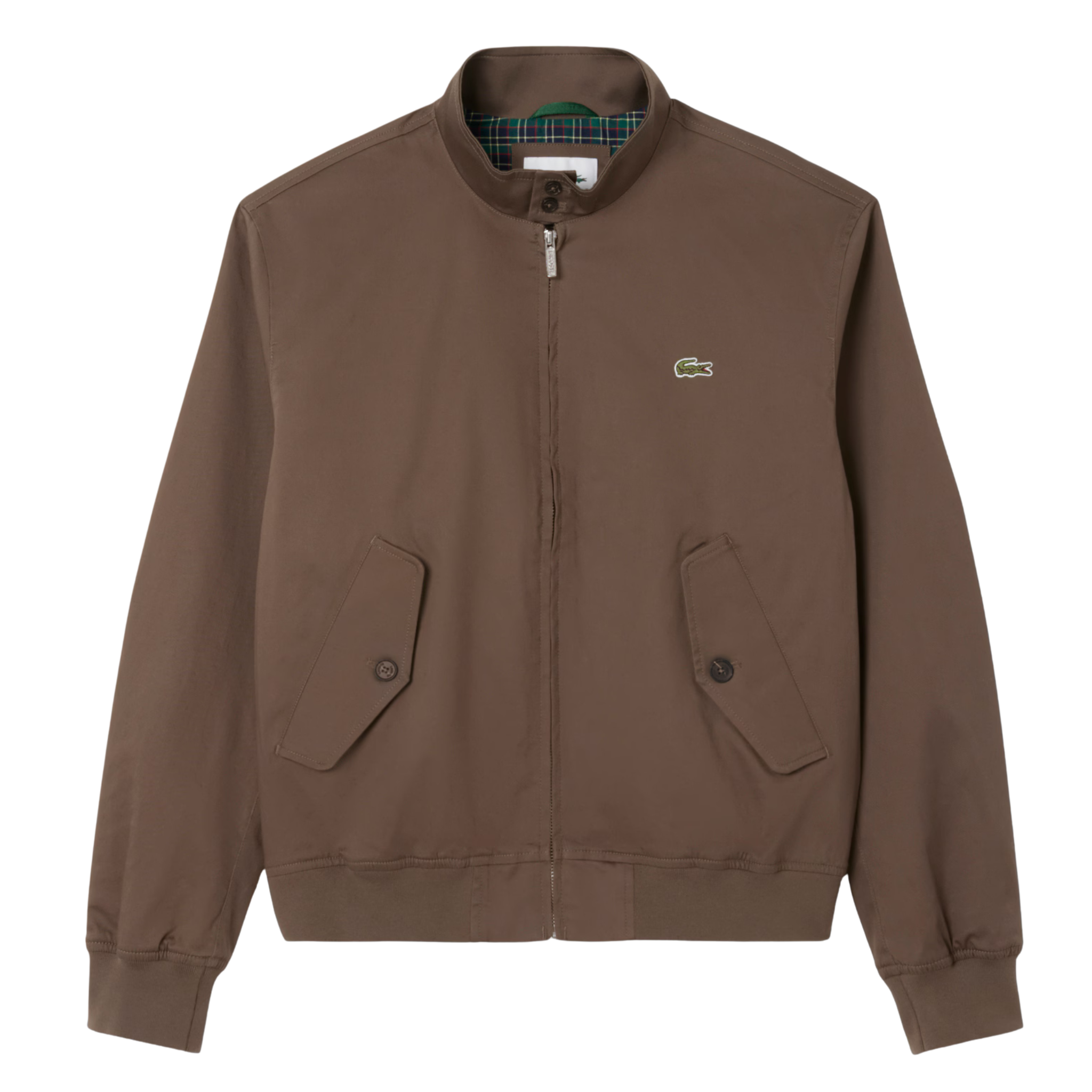 Mens Lacoste Brown Waterproof Twill Harrington Jacket
