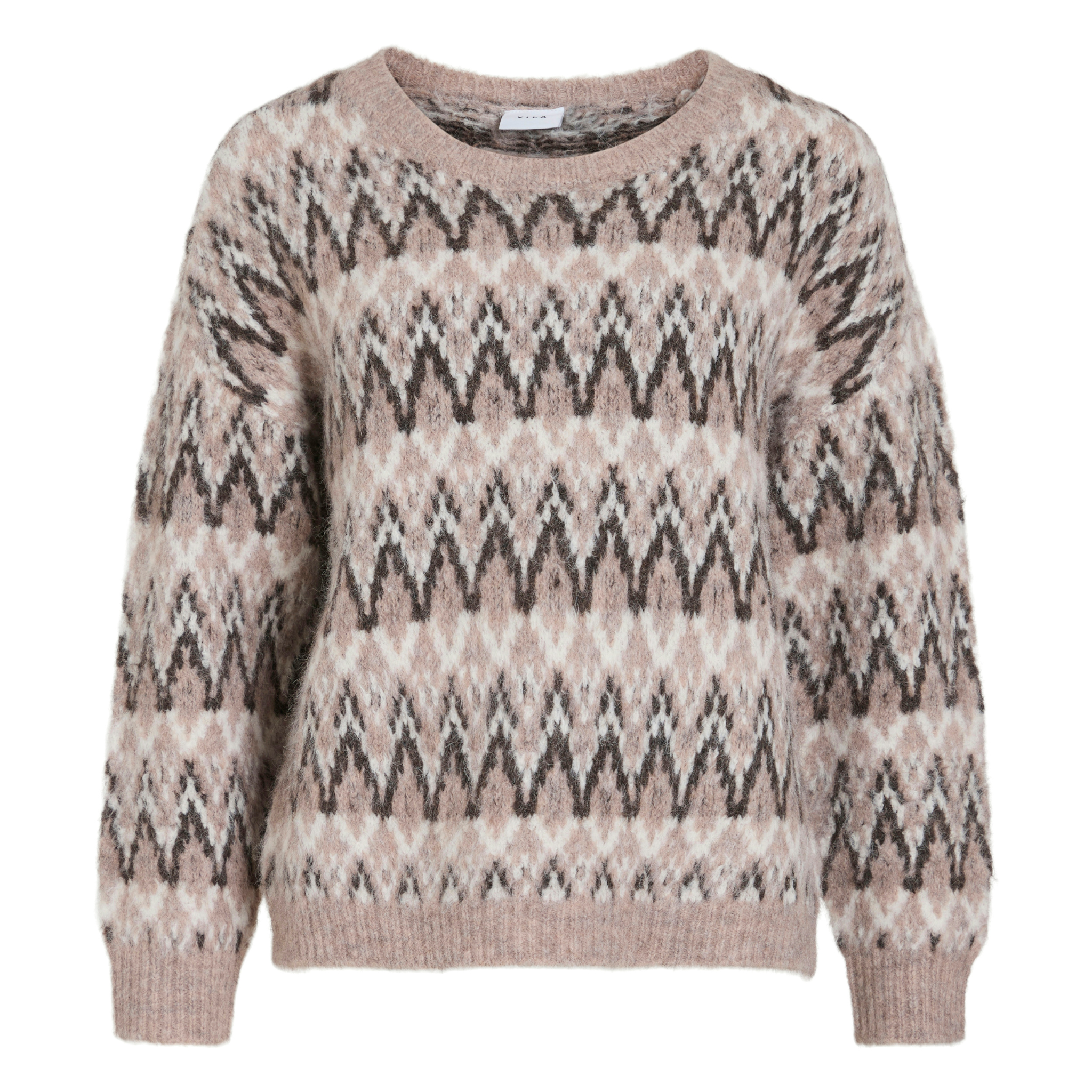 Womens Vila Natural/Falcon Vimargi Jacquard Knit