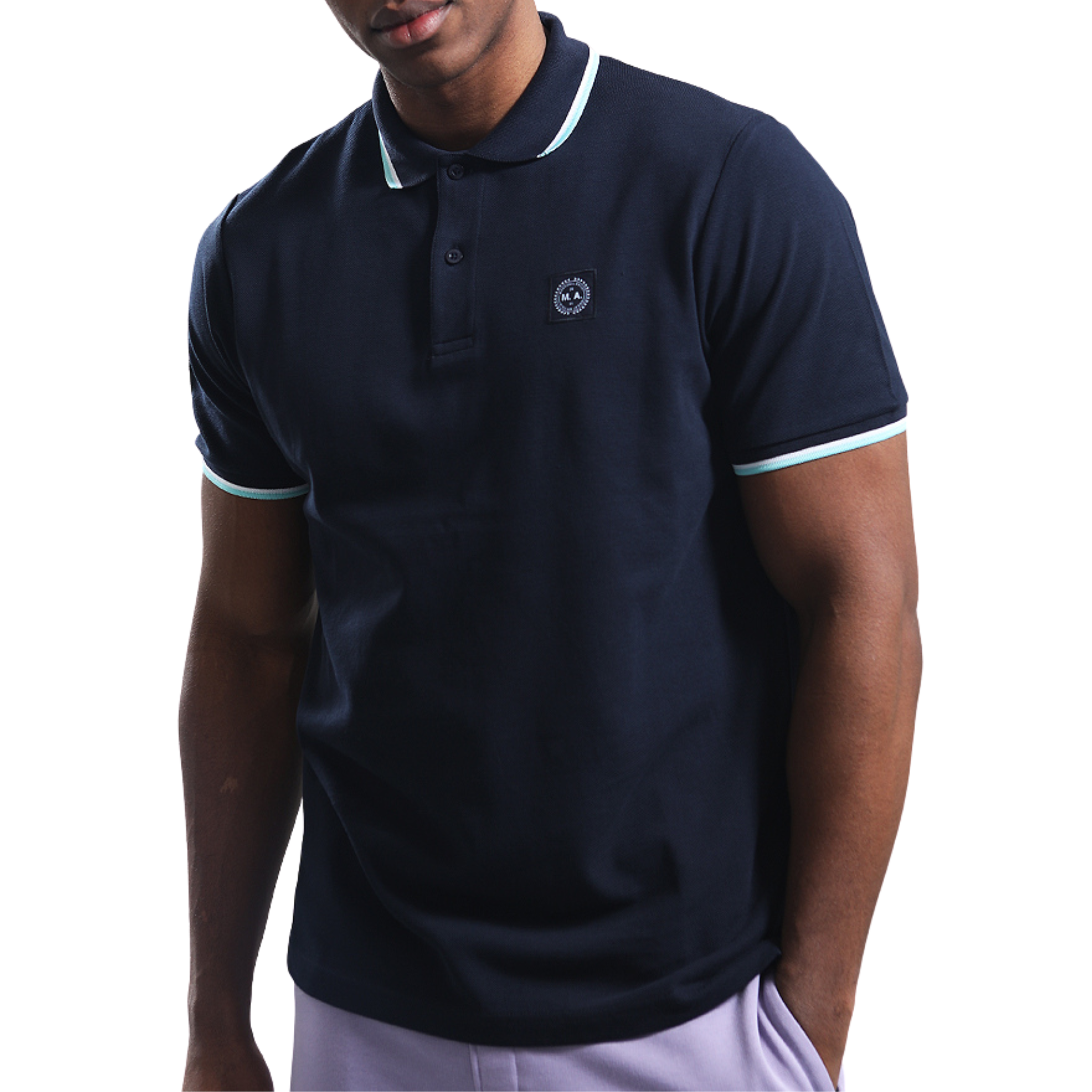 Mens Marshall Artist Navy Tipped S/s Polo Shirt