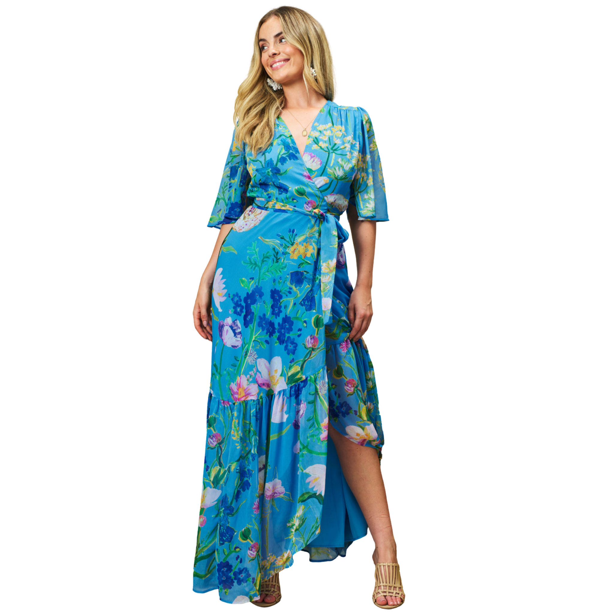 Womens Hope & Ivy Blue Alyssa Wrap Dress