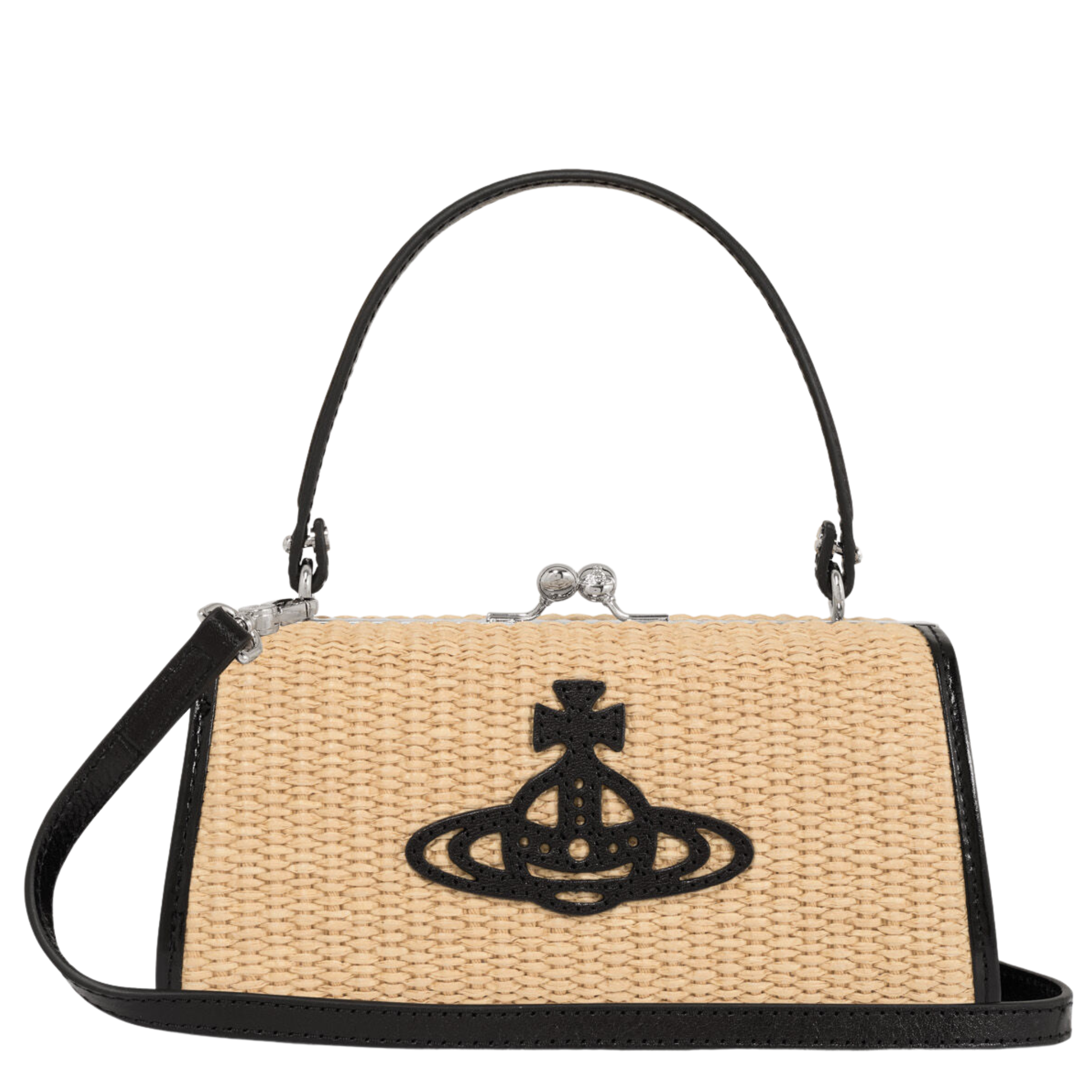 Womens Vivienne Westwood Natural Raffia Doll XL Frame Bag