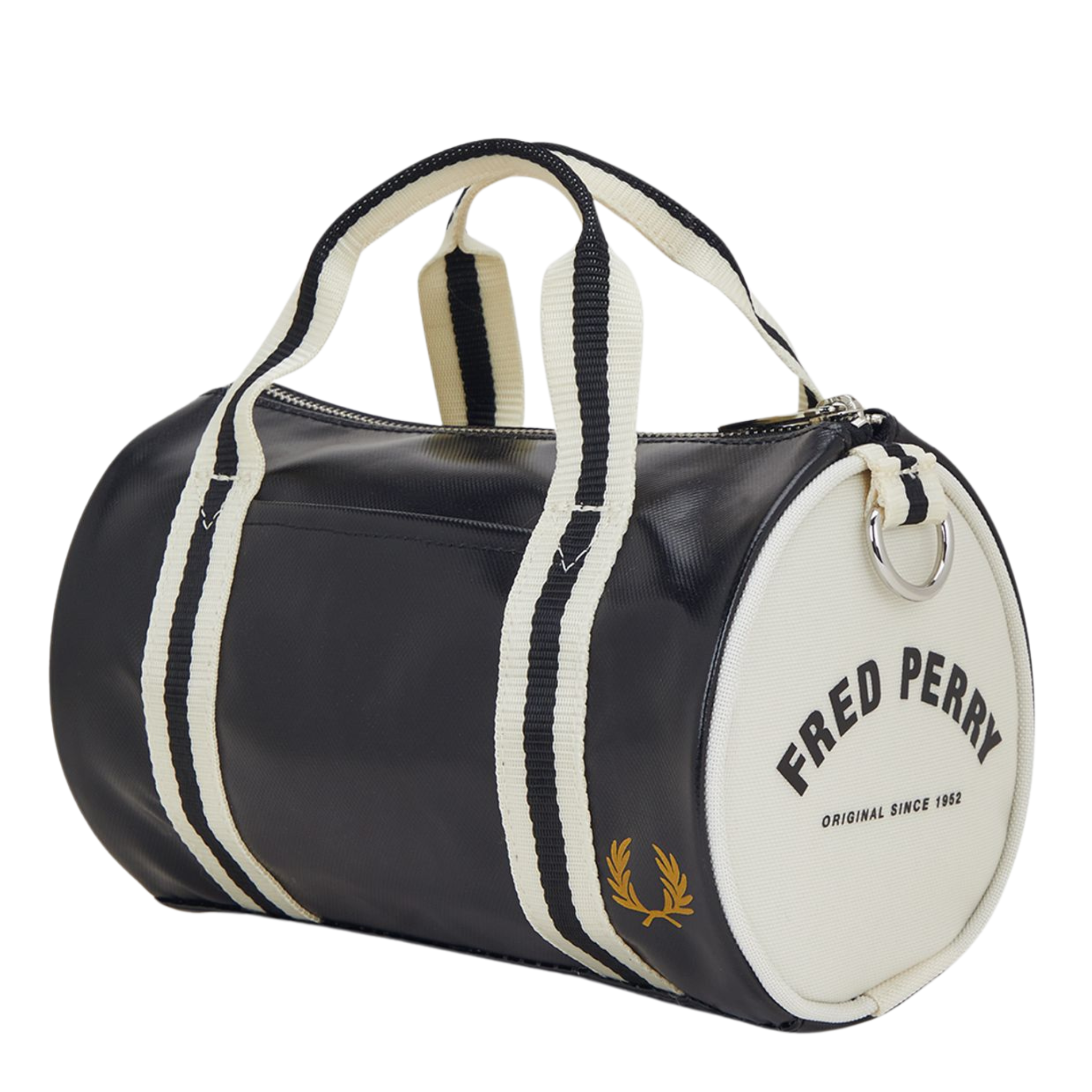 Womens Fred Perry Black/Ecru Classic Mini Barrel Bag