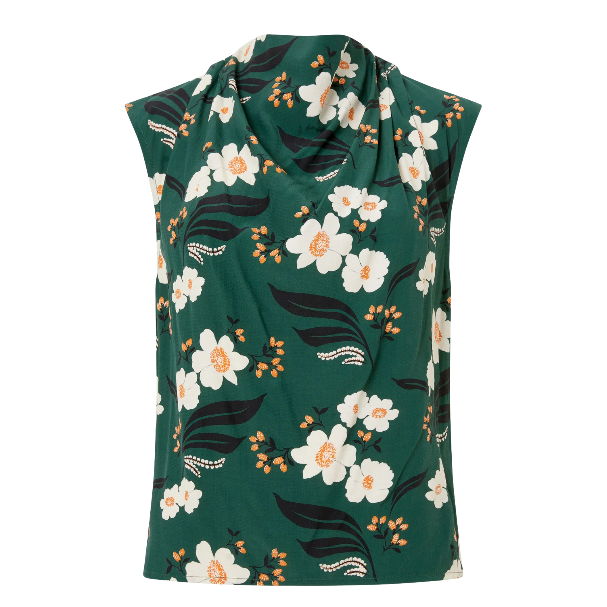 Womens French Connection Jade Green Rhian Printed Draped Sleeveless Top