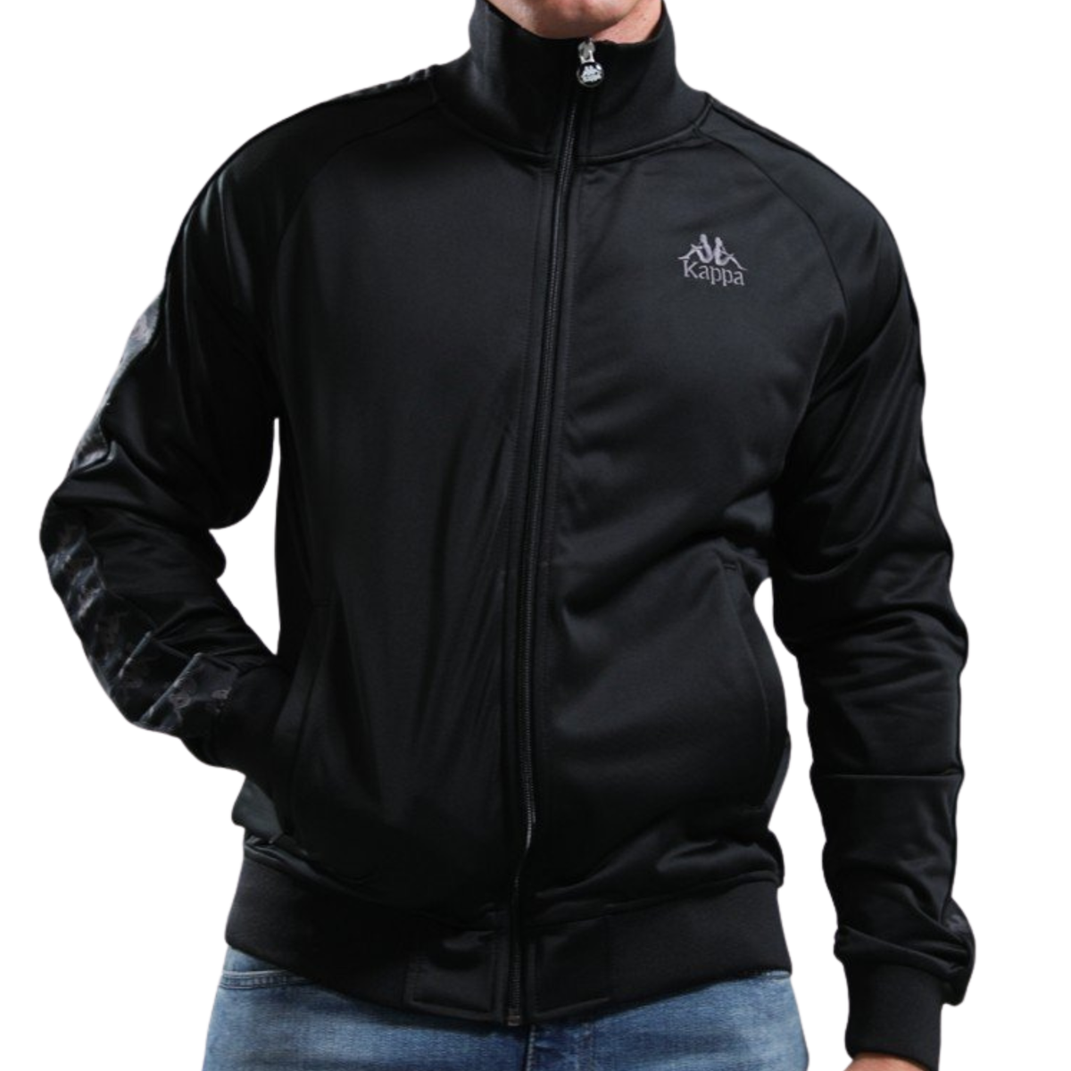 Mens Kappa Black/Grey Coal Banda Lyman Track Top