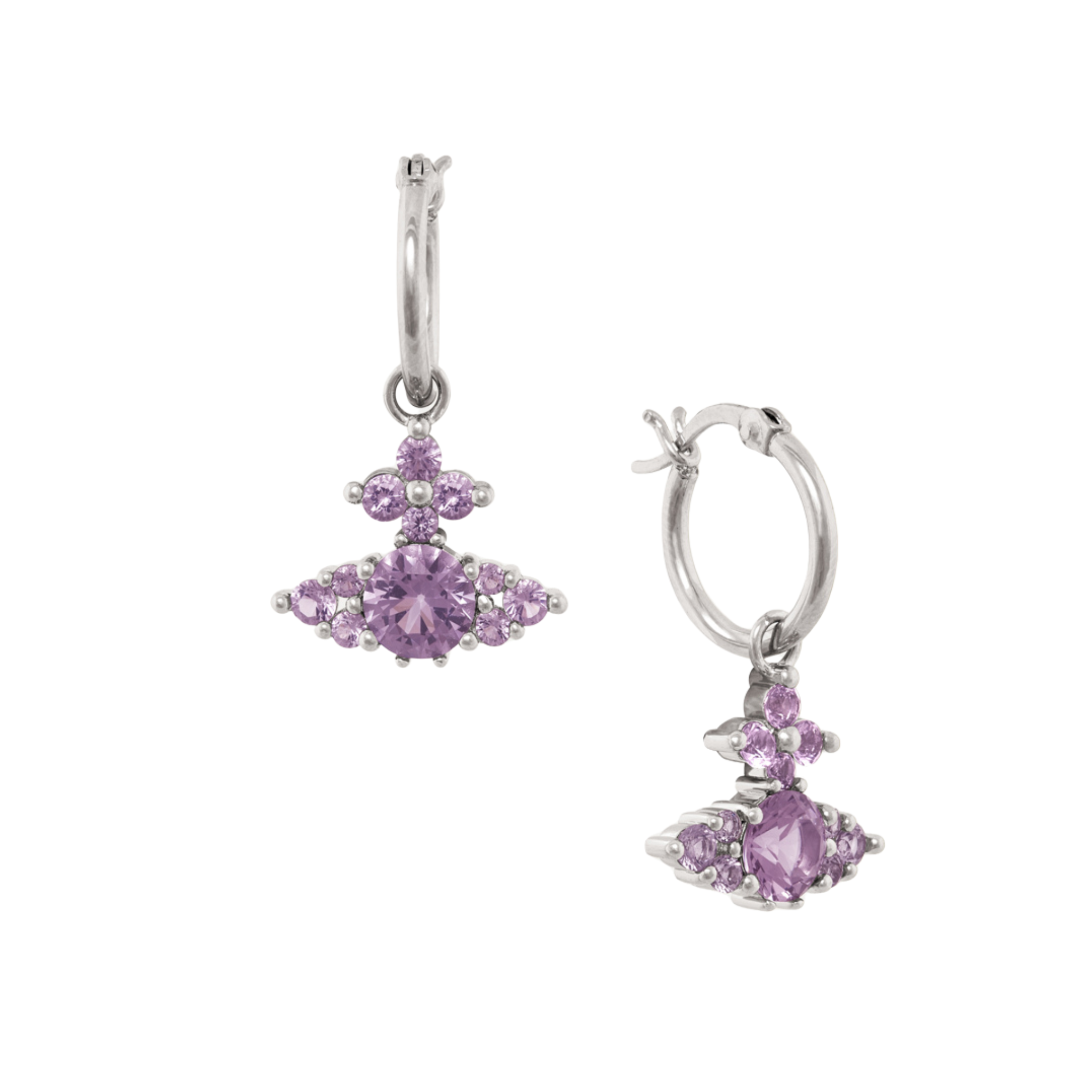 Vivienne Westwood Platinum/Lavender Feodorita Huggie Drop Earrings