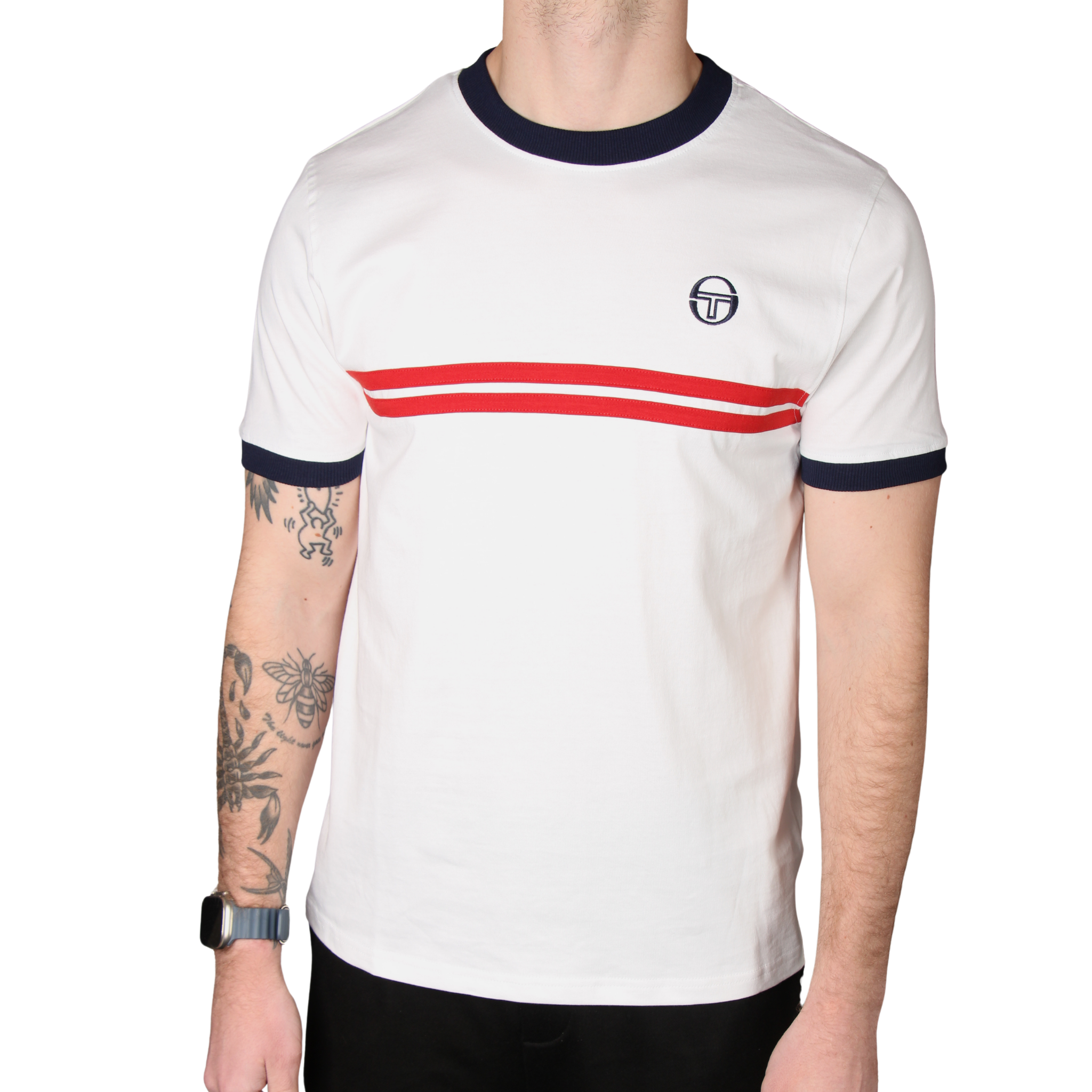Mens Sergio Tacchini White/Maritime Blue/Adrenaline Rush Supermac S/s T Shirt