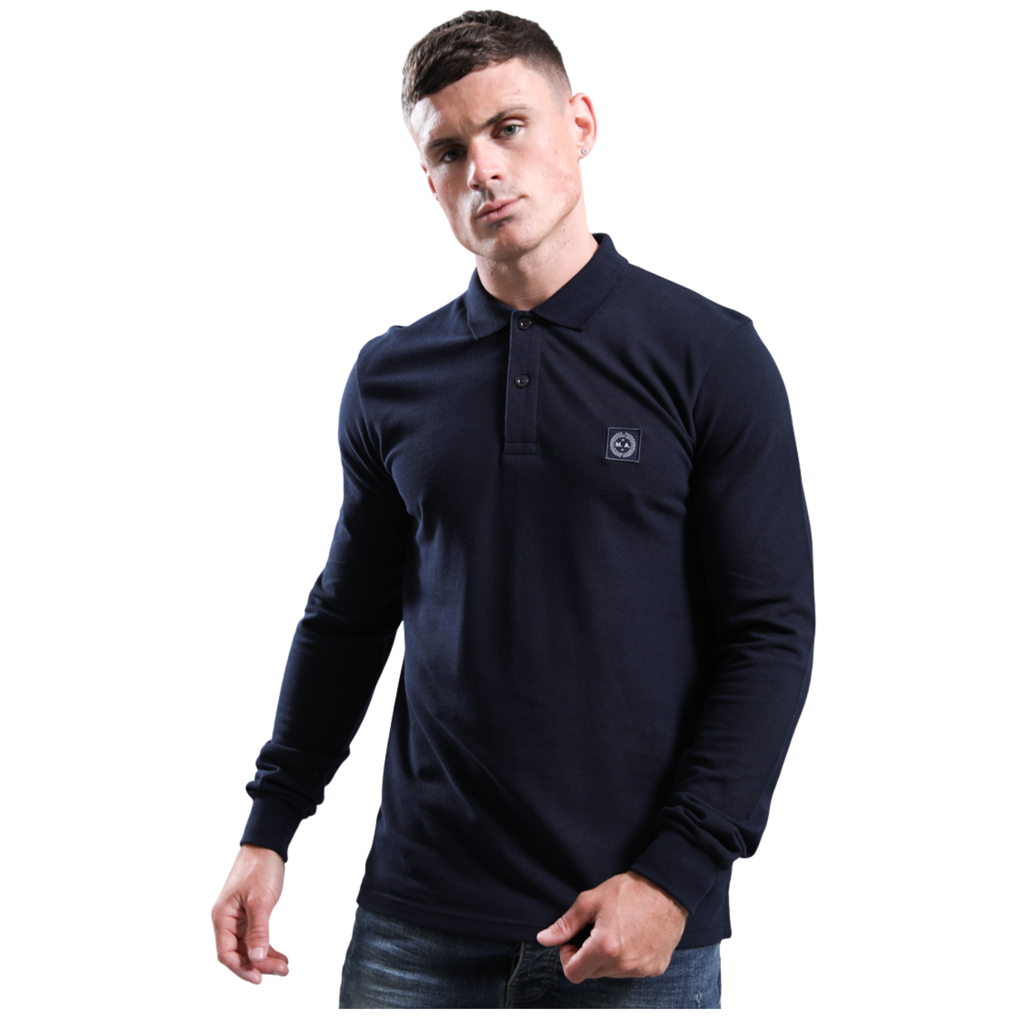 Mens Marshall Artist Navy Marchio L/s Polo Shirt