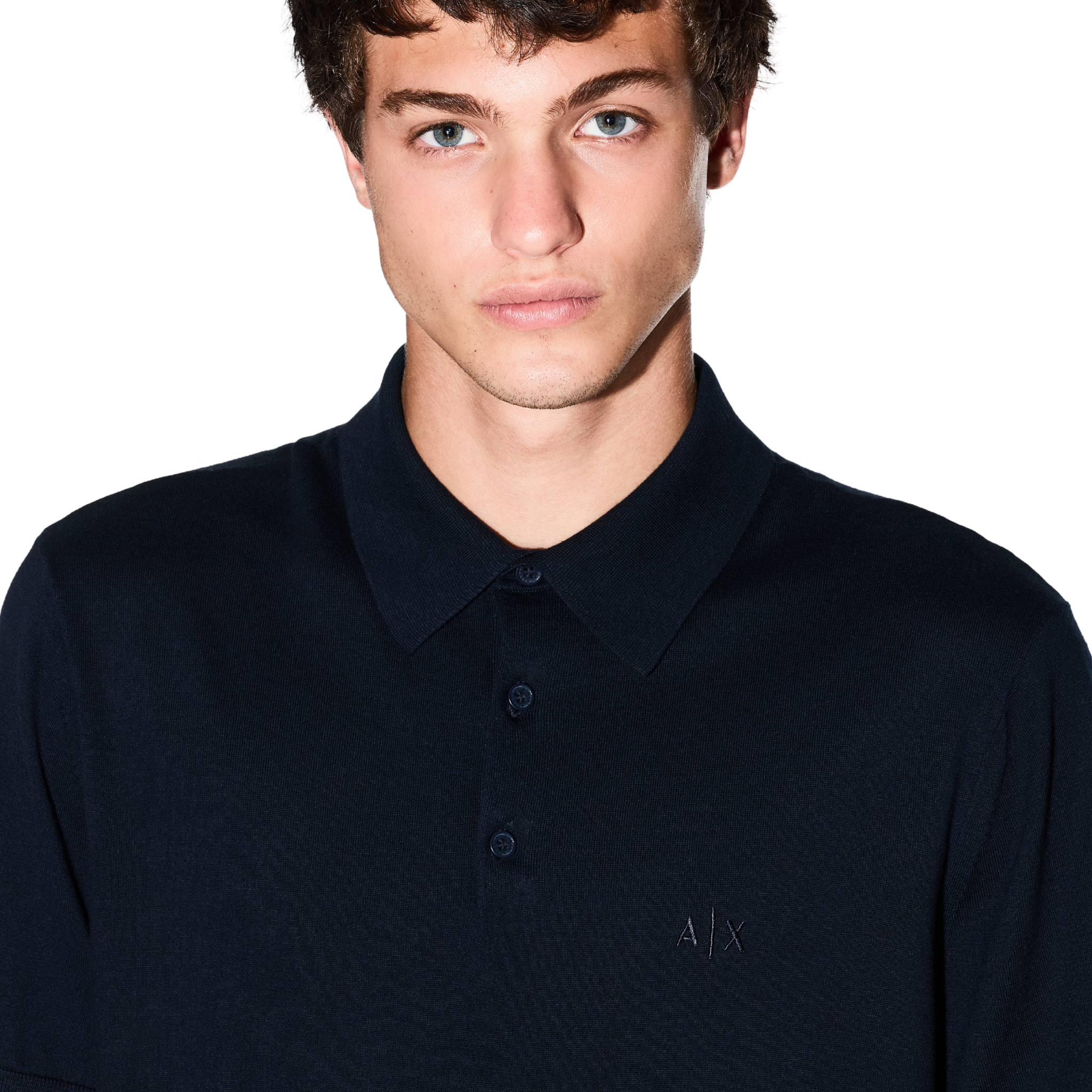 Mens Armani Exchange Navy Knitted S/s Polo Shirt