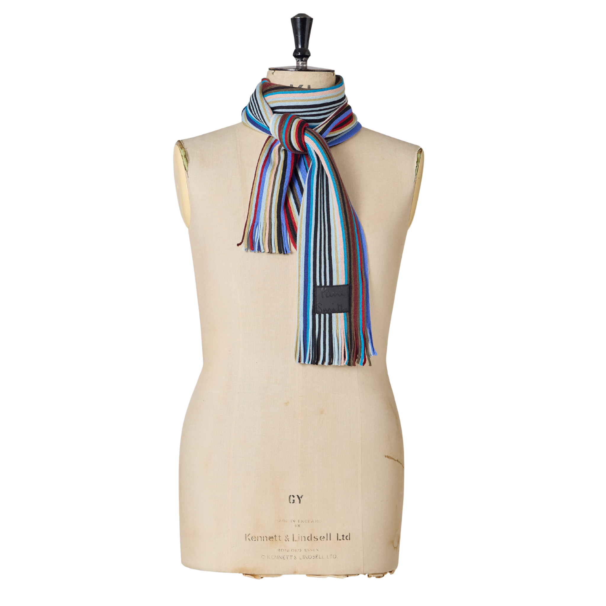 Mens Paul Smith Light Blue Multi Iver Stripe Scarf