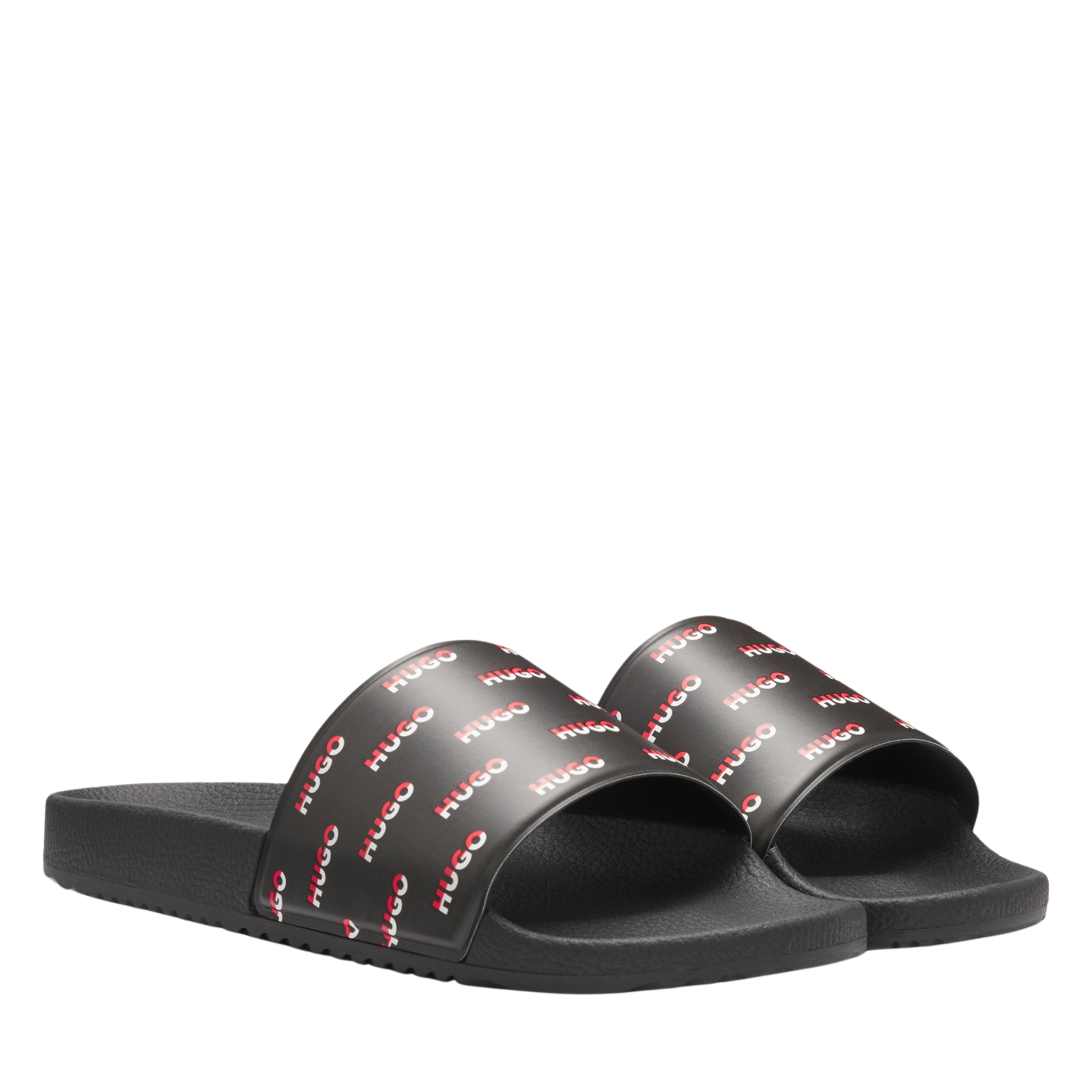 Mens HUGO Black Timein Slides