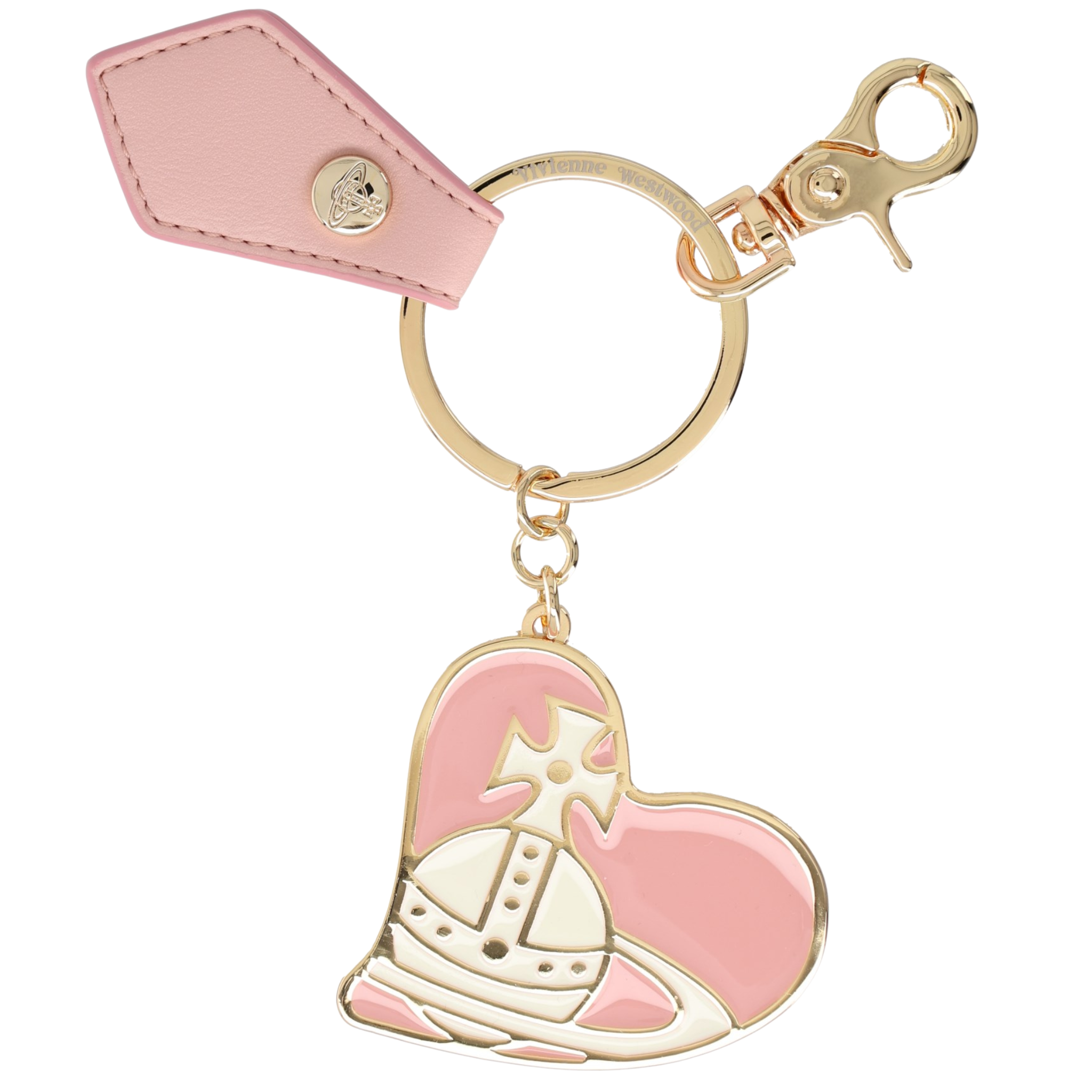 Womens Vivienne Westwood Pink/Gold Orb Heart Keyring