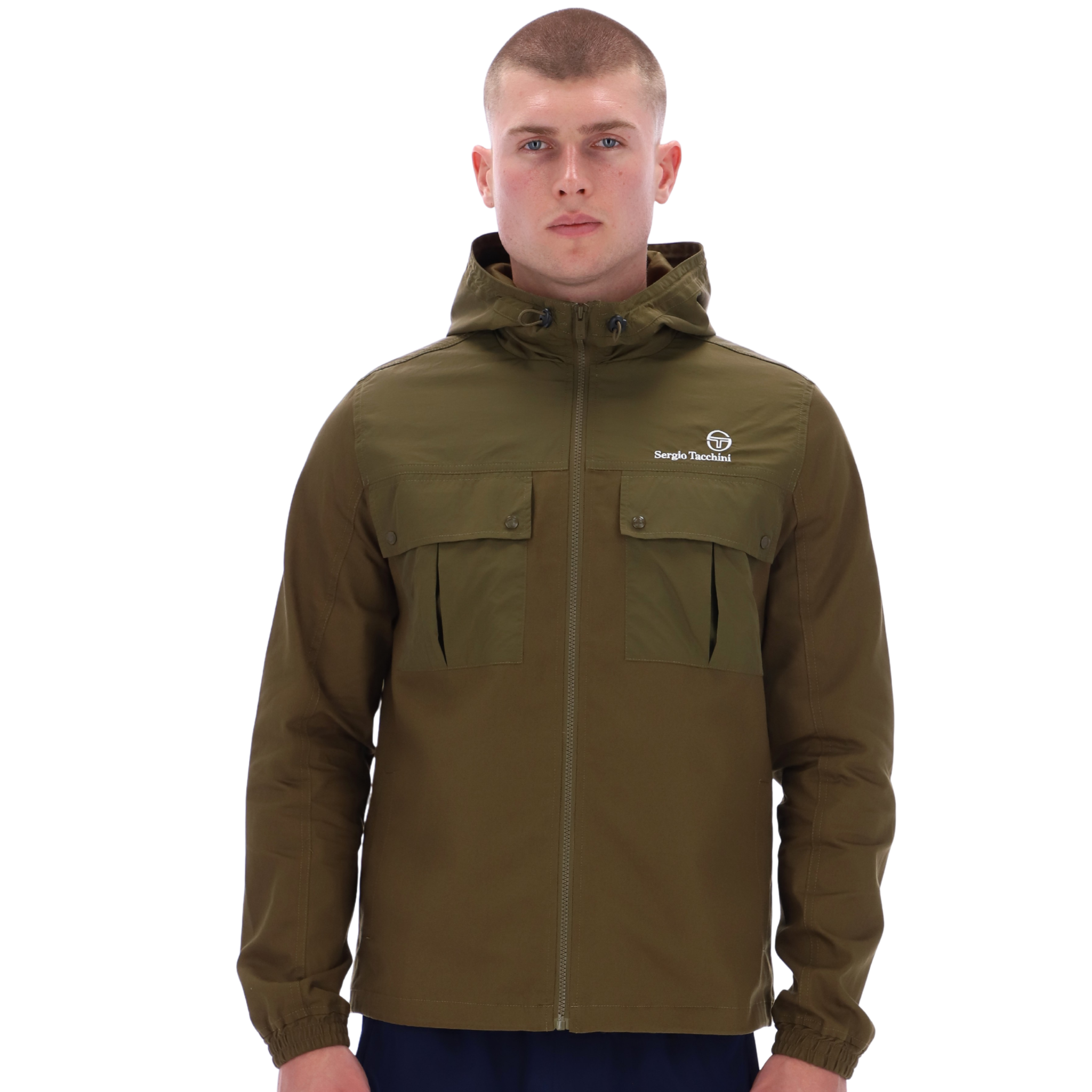 Mens Sergio Tacchini Dark Olive Calisti Hooded Jacket