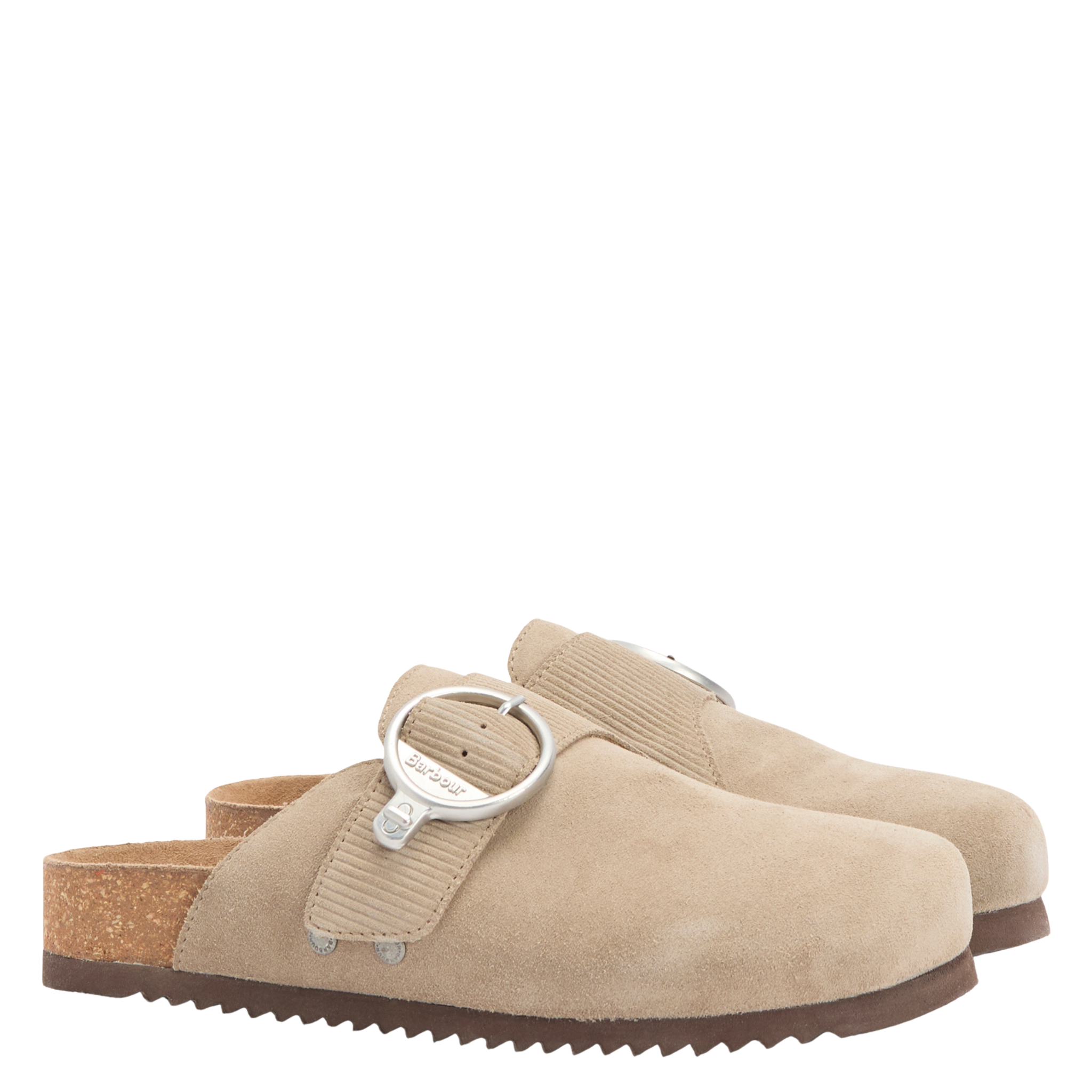 Womens Barbour Taupe Suede Kyra Clogs