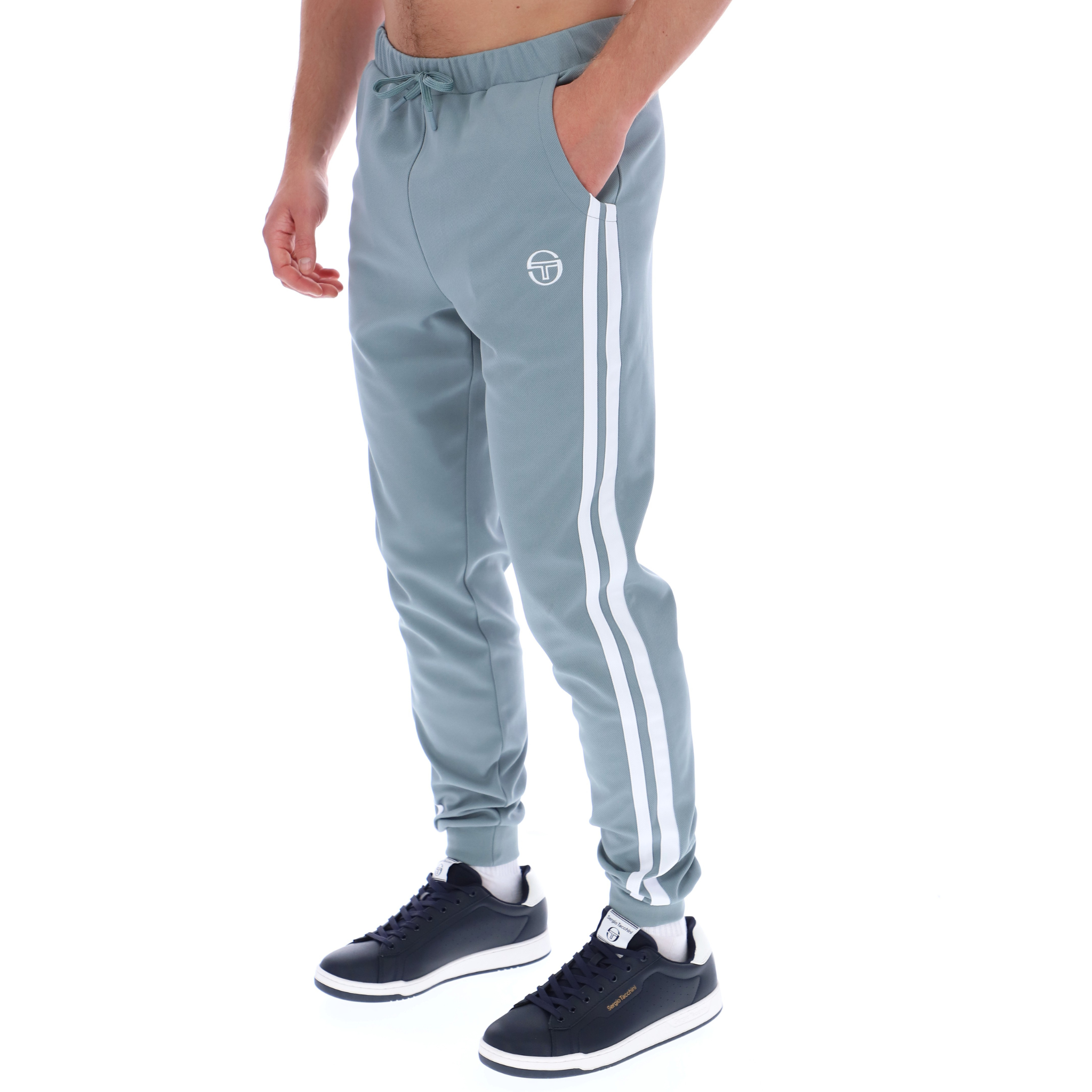 Mens Sergio Tacchini Lead/White Damarindo Track Pants