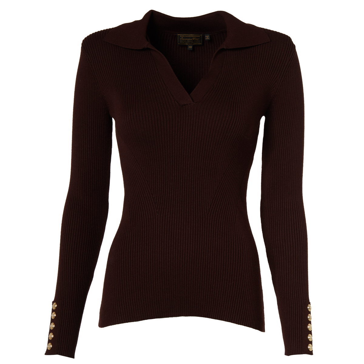 Womens Holland Cooper Chocolate V-Neck Rib Top