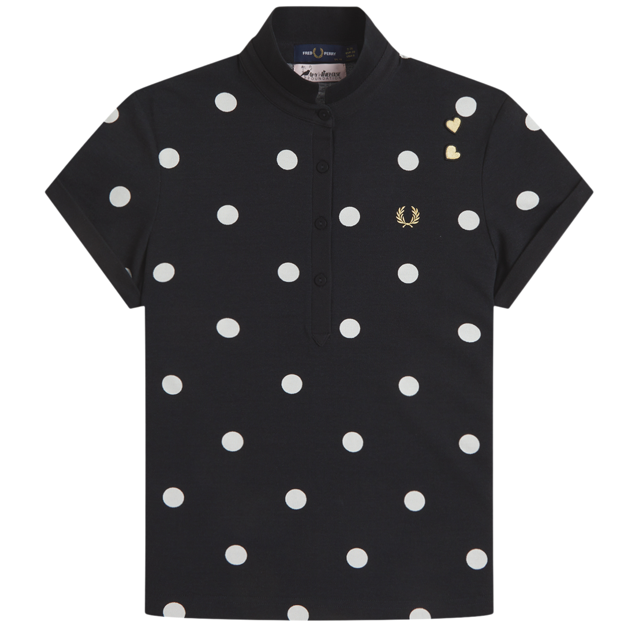 Womens Fred Perry x AW Black Polka Dot S/s Polo Shirt