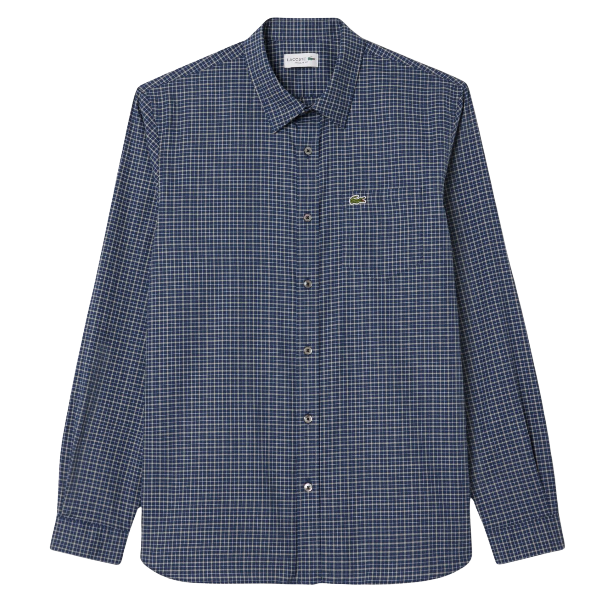 Mens Lacoste Navy/Flour Check Regular Fit L/s Shirt