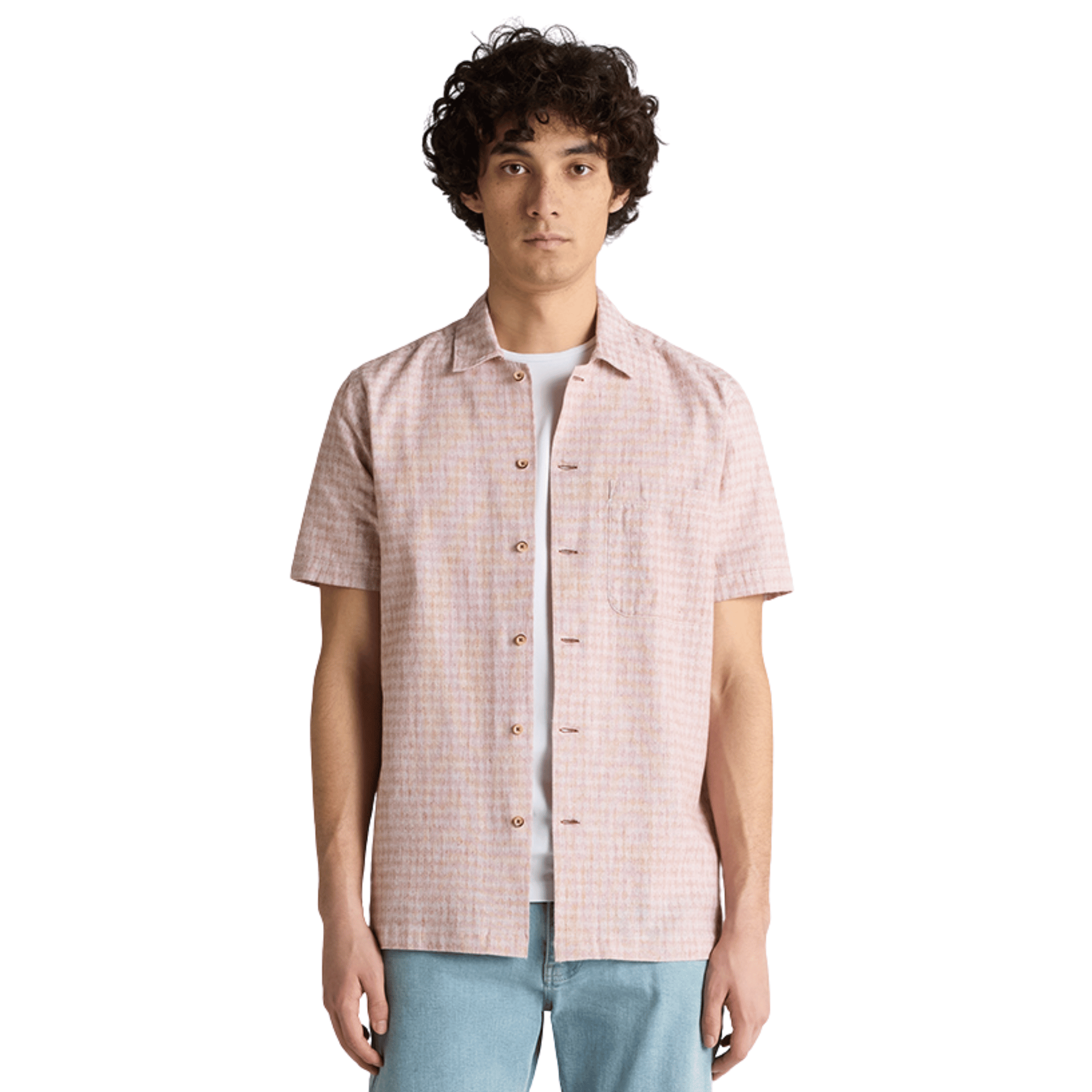 Mens Remus Uomo Tan/Camel Printed Casual S/s Shirt