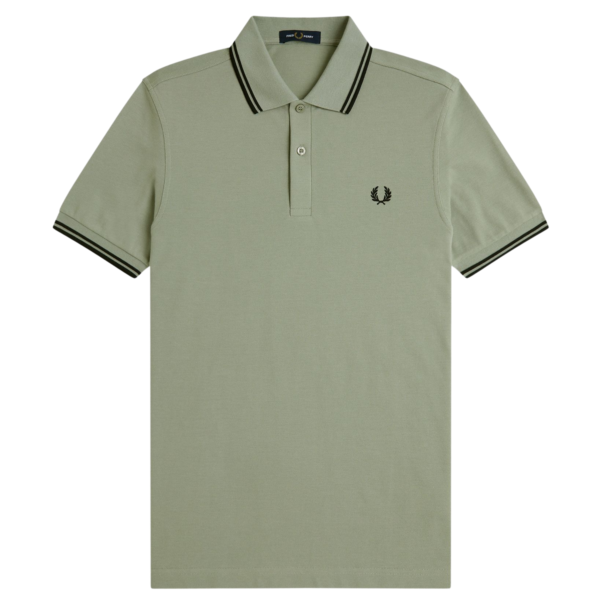 Mens Fred Perry Seagrass/Black Twin Tipped S/s Polo Shirt