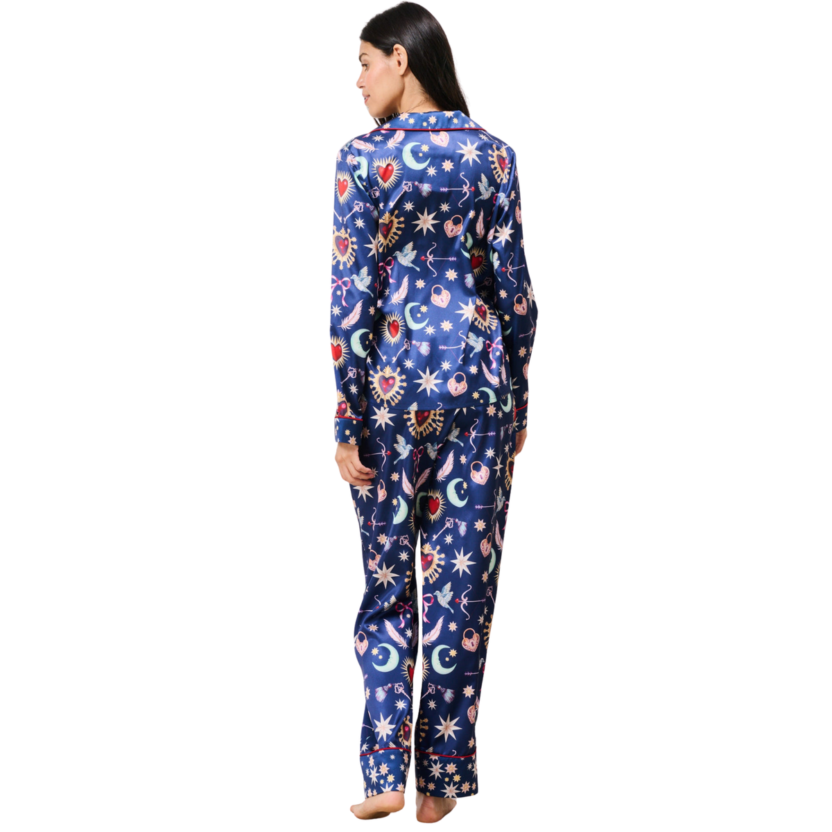 Womens Hope & Ivy Navy Friday Satin Print Pyjamas