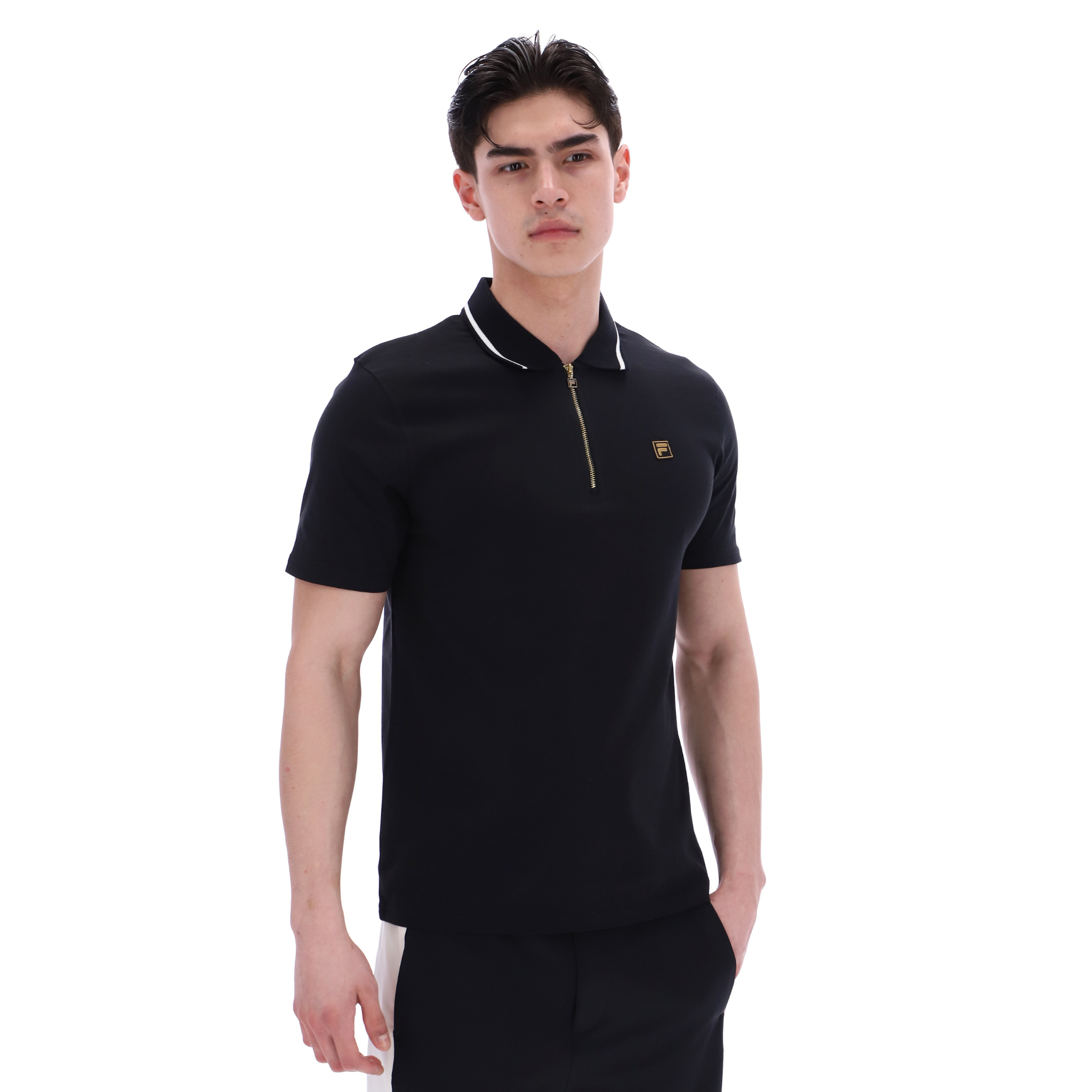 Mens Fila Black Lemar 2 Premium S/s Polo Shirt