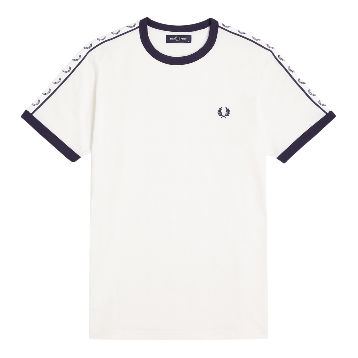 Mens Fred Perry Snow White Taped Ringer S/s T Shirt