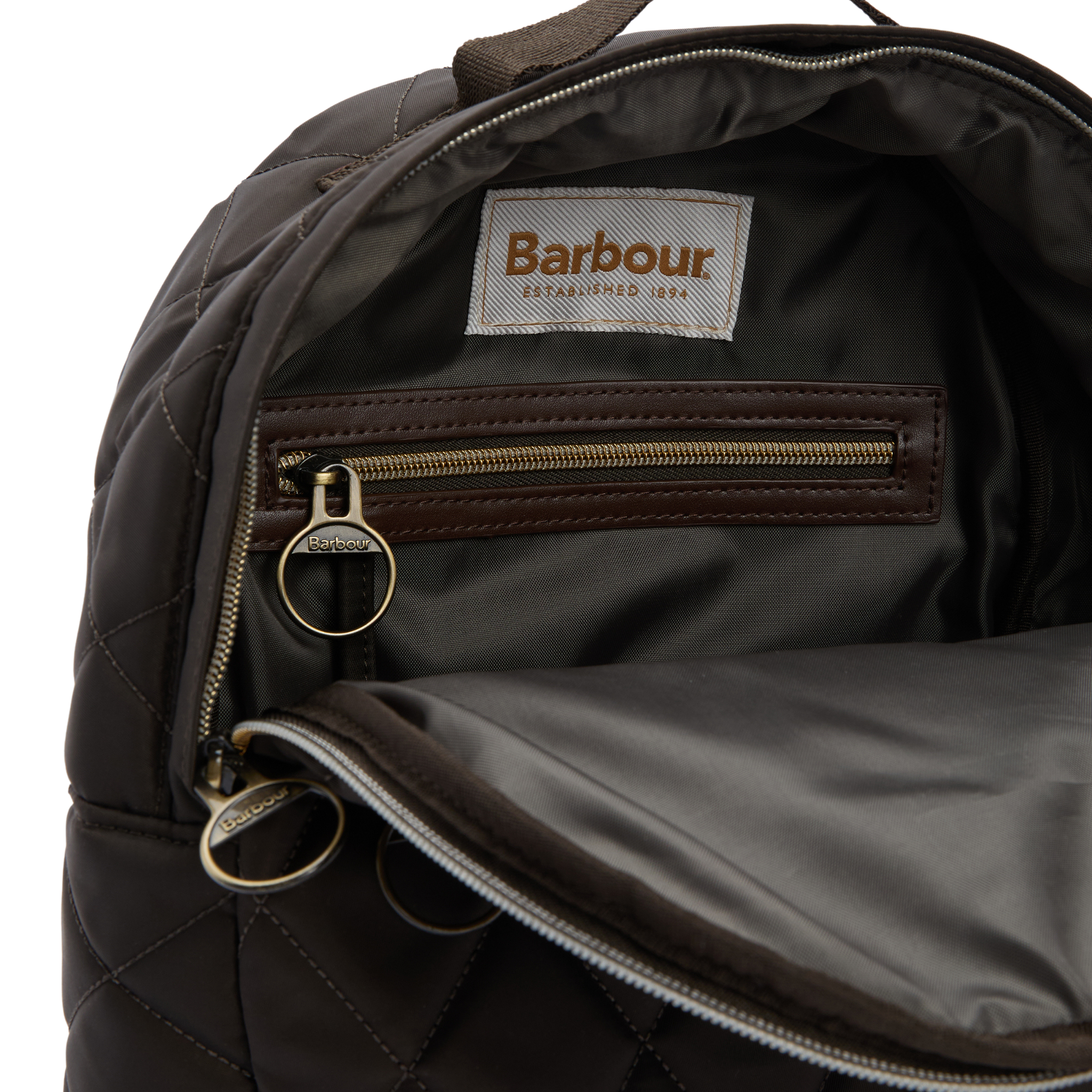 Womens Barbour Olive Quilted Backpack