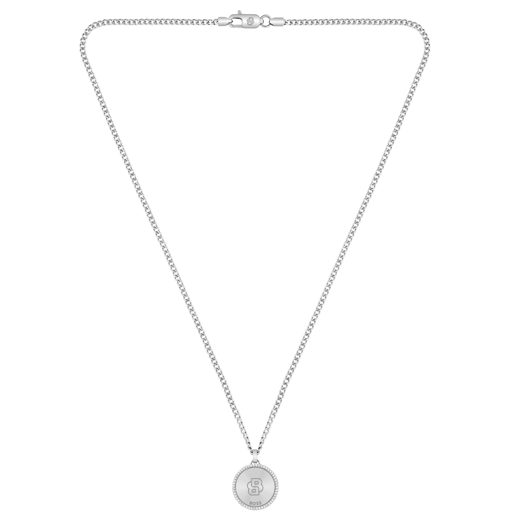 Mens BOSS Stainless Steel North Coin Necklace