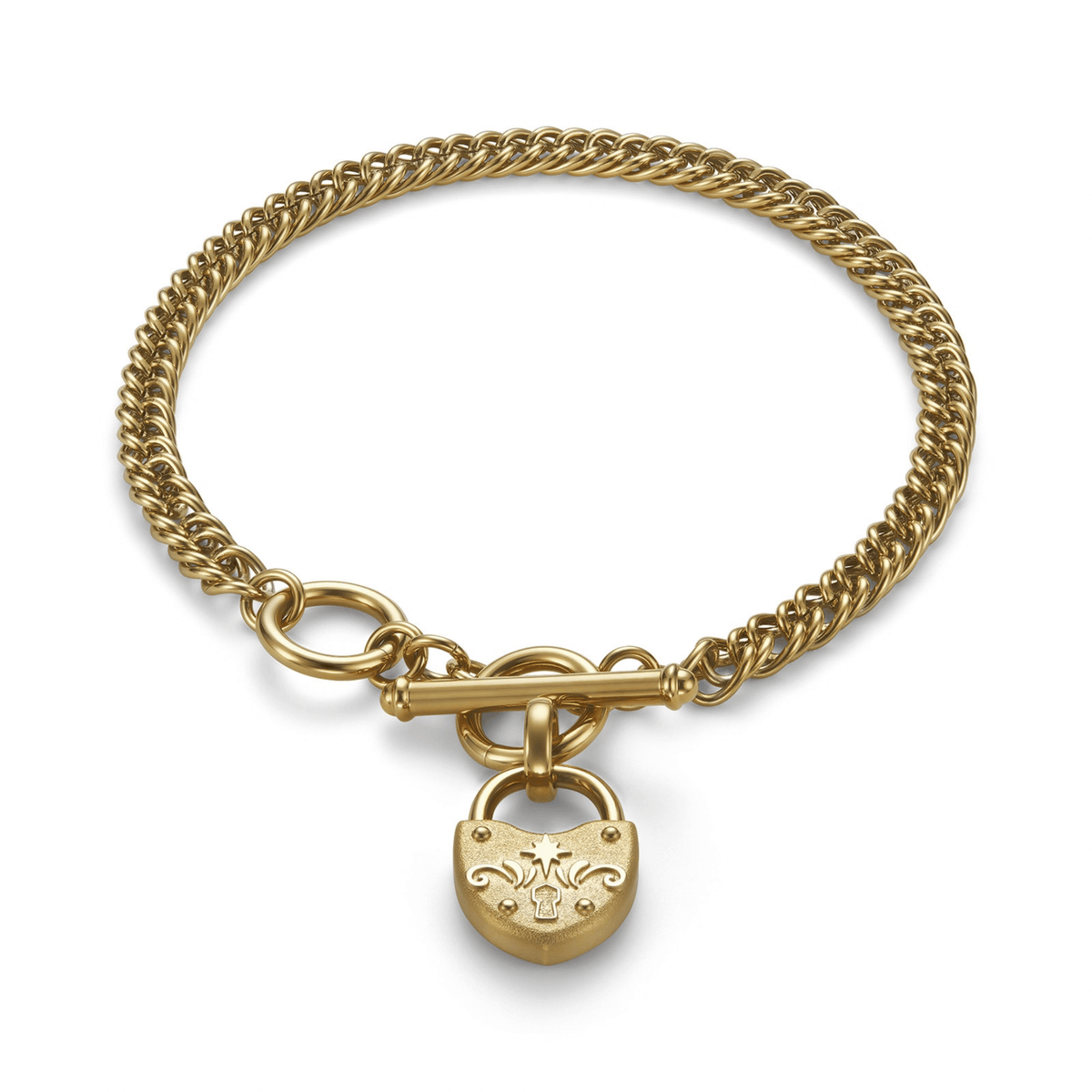 Womens Olivia Burton Gold Lock Heart Toggle Bracelet