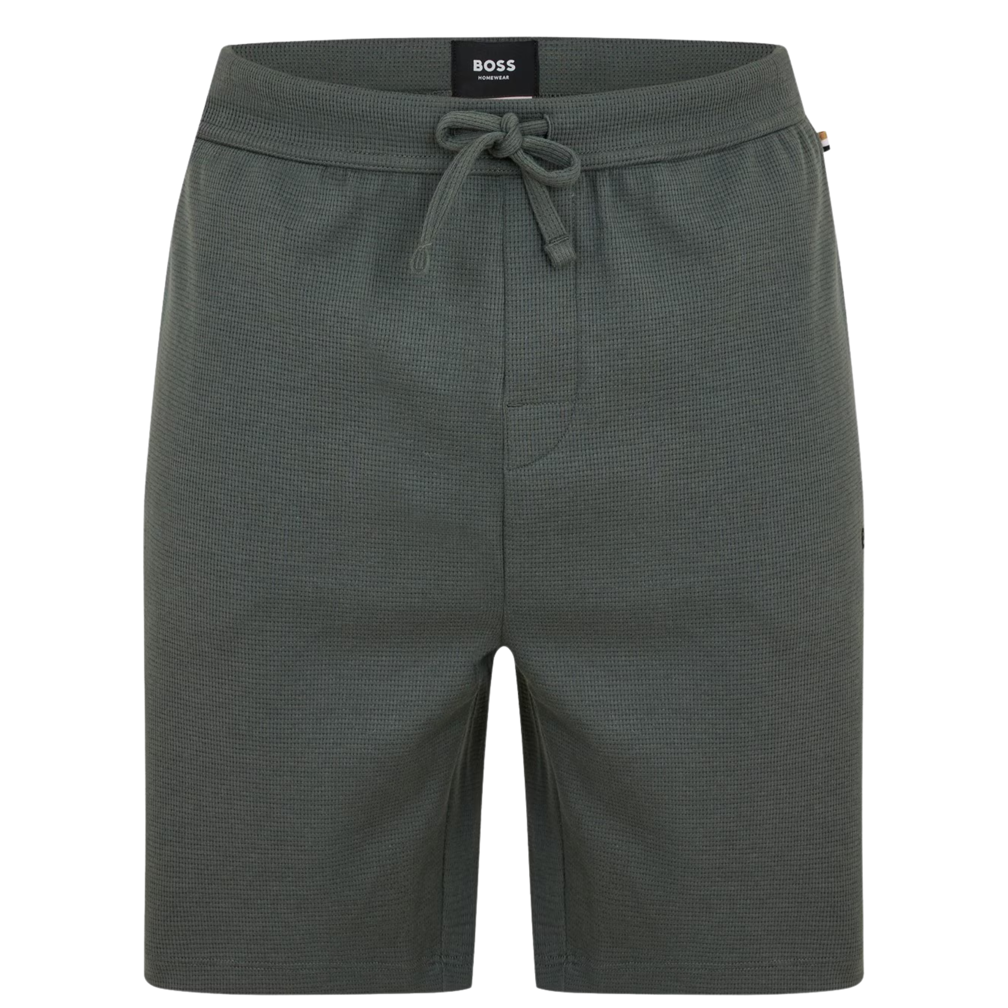 Mens BOSS Dark Green Waffle Lounge Shorts