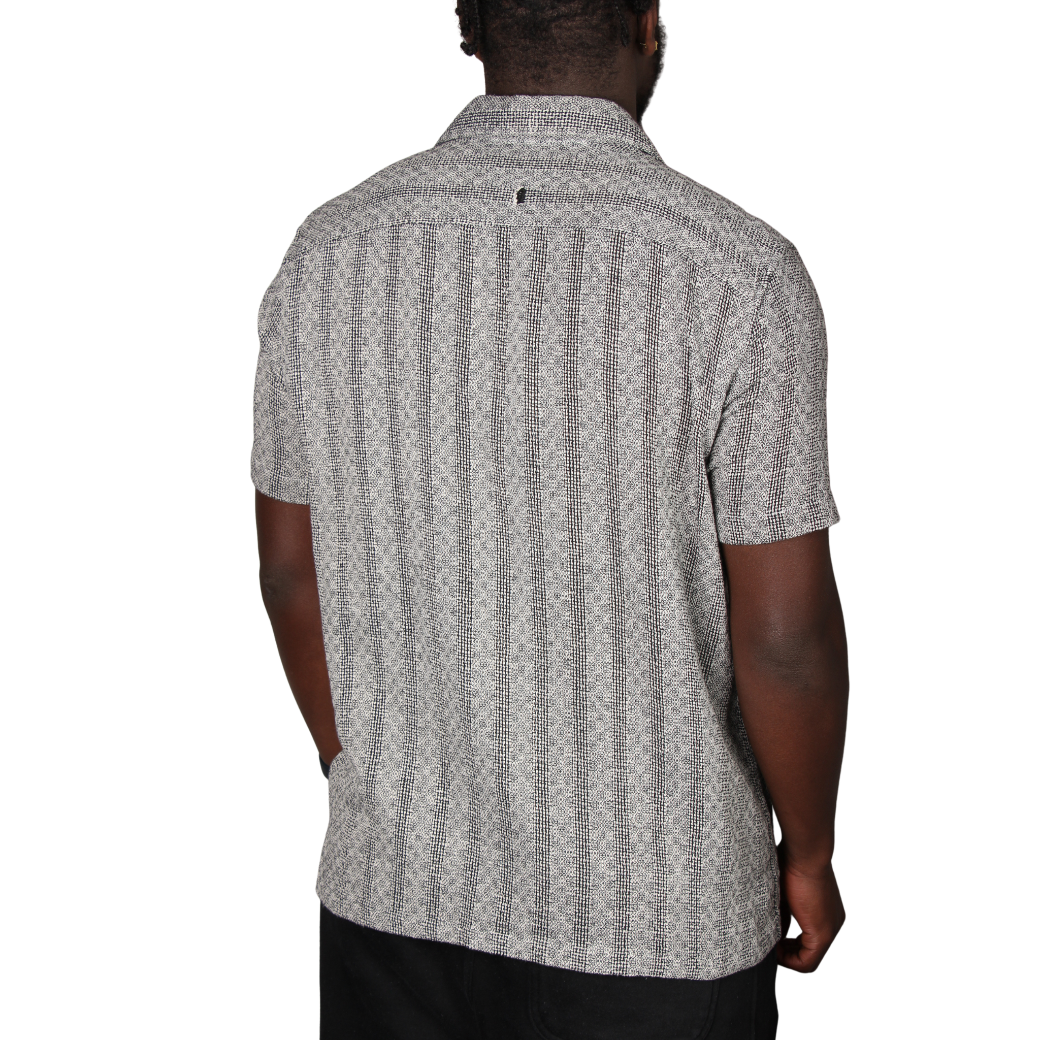 Mens Remus Uomo Charcoal Woven Knit Tapered S/s Shirt
