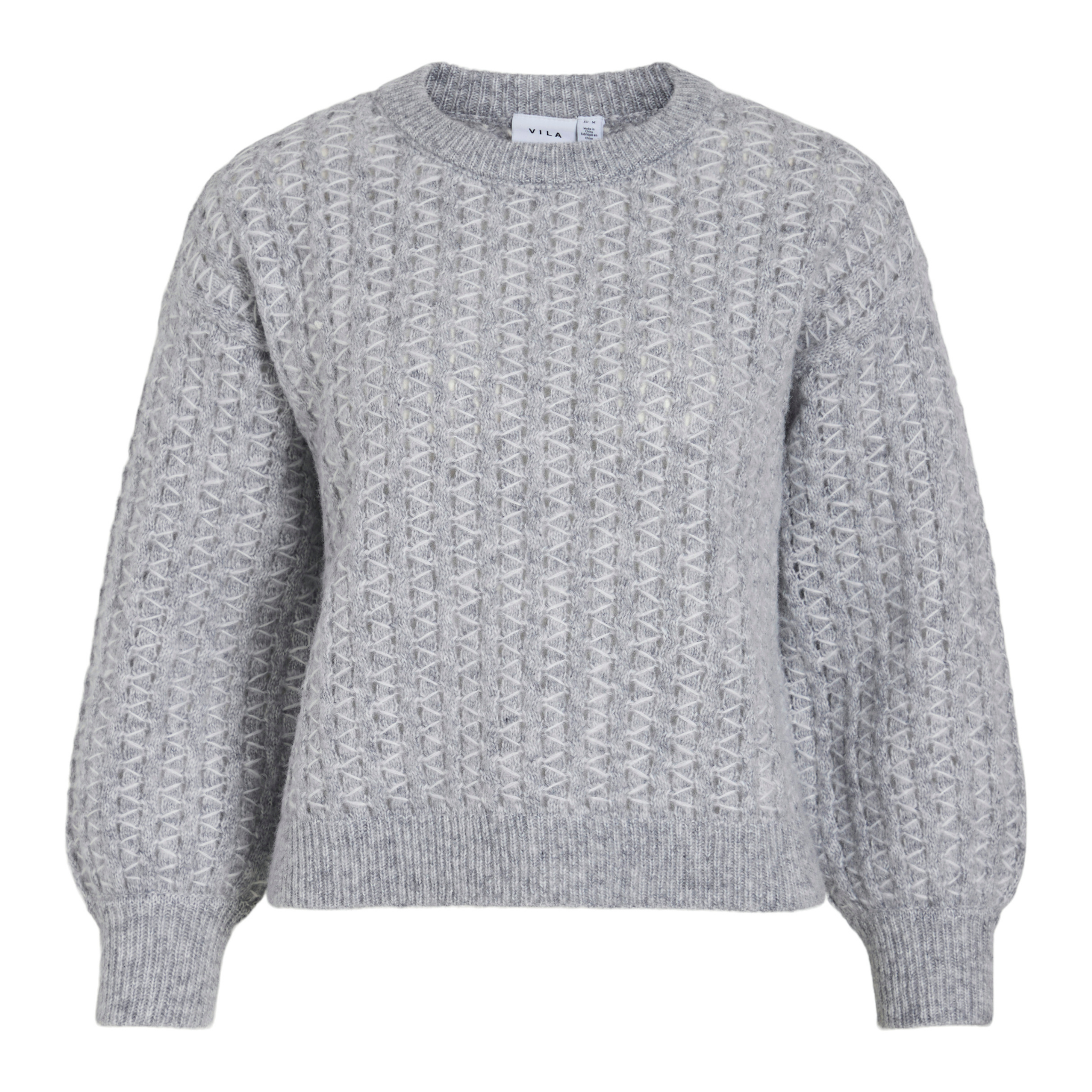 Womens Vila Medium Grey Melange Viryleigh Knitted Jumper